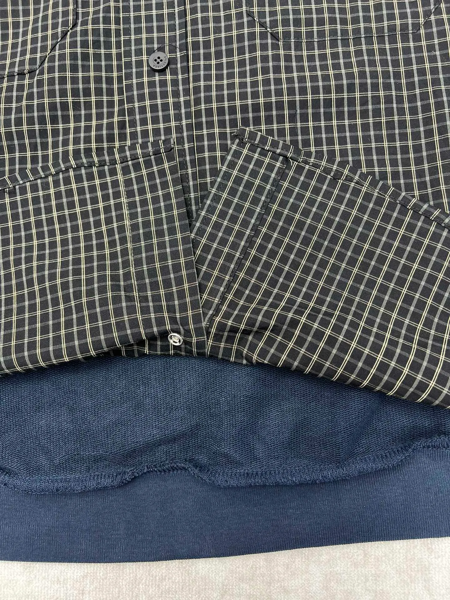 🅿️570 Paris 25ss new plaid patchwork hooded jacket, chest pocket, curved hem shirt, regular fit, men's code number: 1.2.3.4.