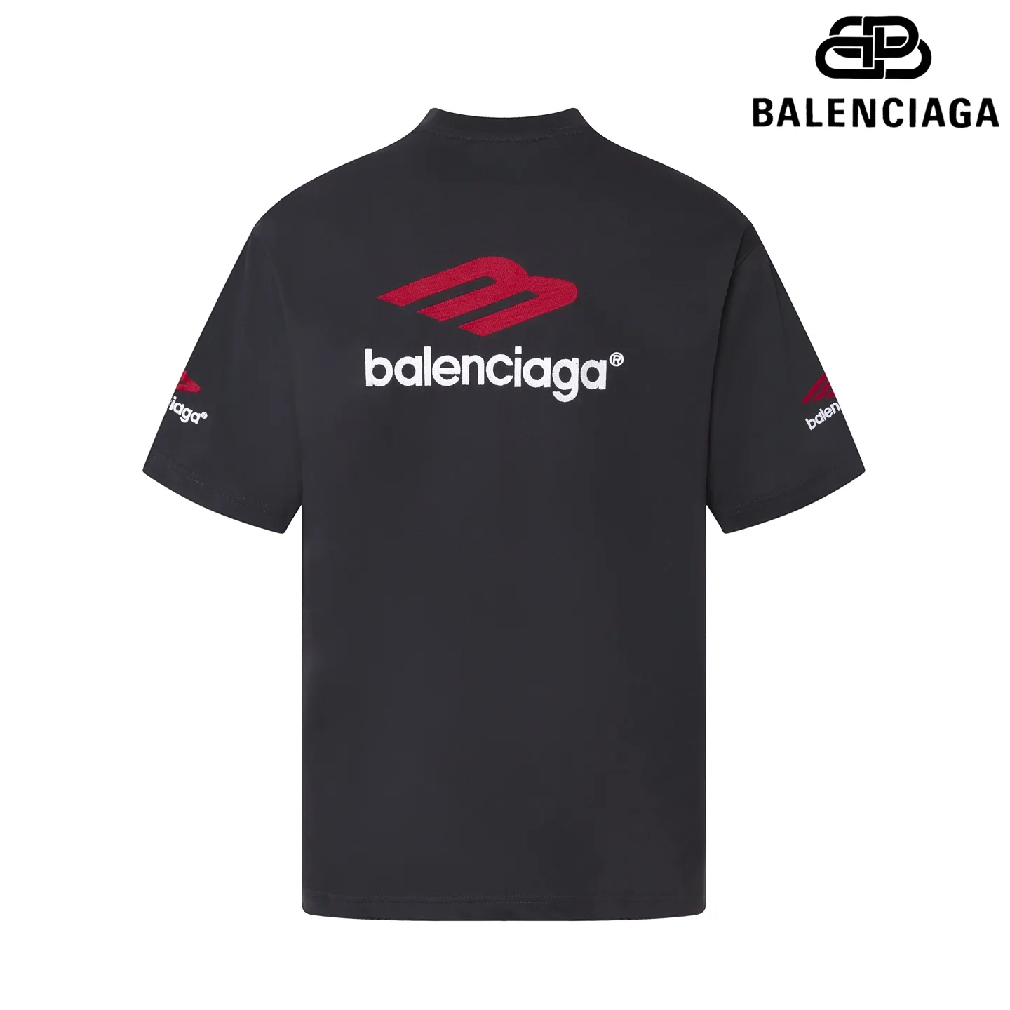 🅿️200 9152# Detailed picture Top version [[BALENCIA*GA] official website quality Paris new classic 3M letters large LOGO icon embroidered short-sleeved T-shirt OS version loose dropped shoulders Unisex style Fabric: 260 grams 100% cotton double yarn Technology: embroidery on the front and rear panels on the left and right sleeves Garment washing Shape solid color Color: dark gray blue white Size: XS S M L