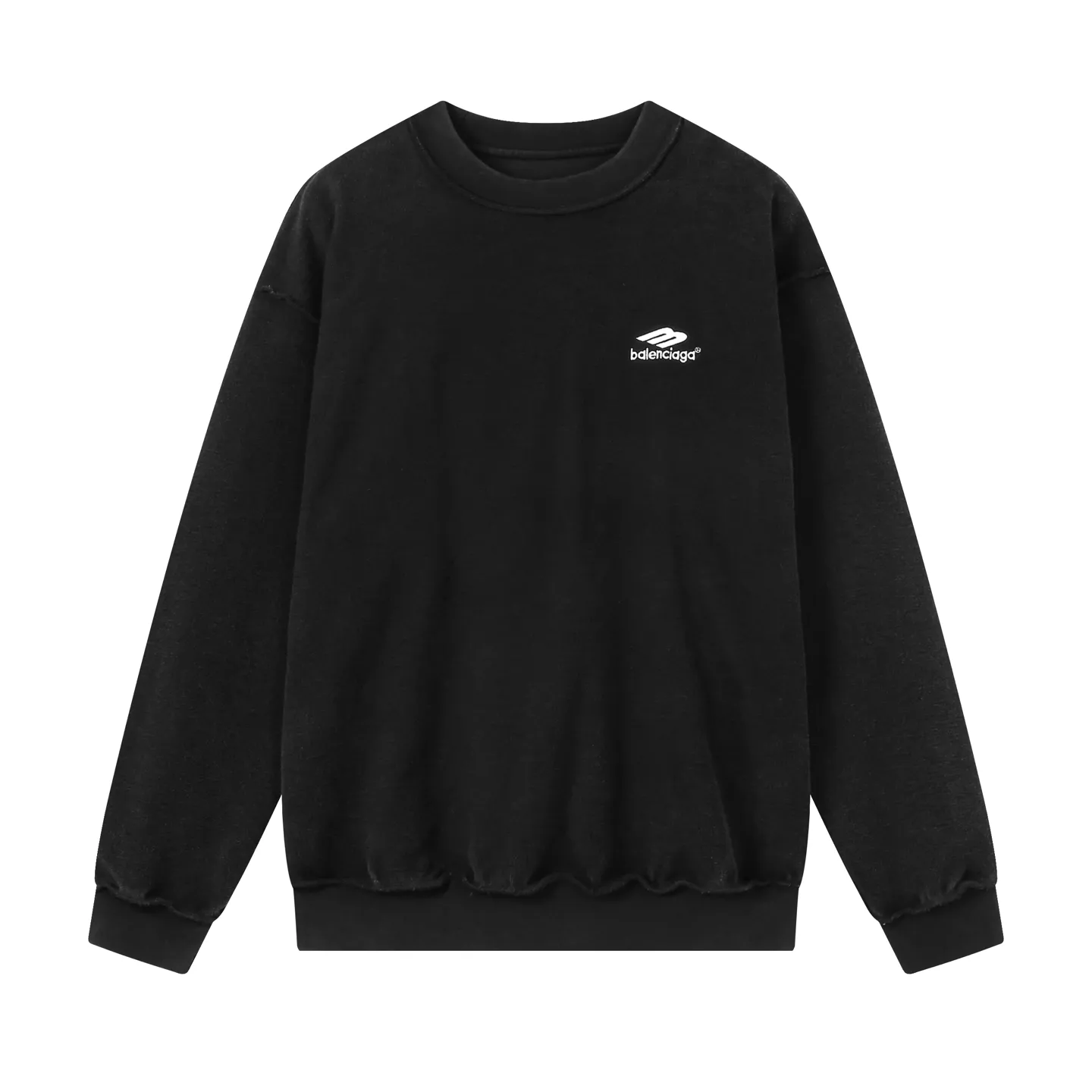🅿️280 real photos [Top version. Official website quality] BALENCI*GA/Paris #2026 new style Paris classic LOGO embroidery on the reverse, washed and distressed round neck sweatshirt. The ready-made garments are stitched on the reverse side and washed, with a full sense of design. Comparisons are welcome. The fabric is made of Paris ZP custom-woven and dyed cotton sweatshirts. Weighing 460 grams, the cloth surface is clean. The cloth pattern is clear, soft and comfortable. The threads are dyed with no color difference. The classic letter LOGO is embroidered on the reverse using an imported Tajima embroidery machine. The effect is three-dimensional. Restore brick cabinet, adopt OS loose shoulder style. Same style for men and women. Code: BL255588 Color: washed black Size: XS S M L