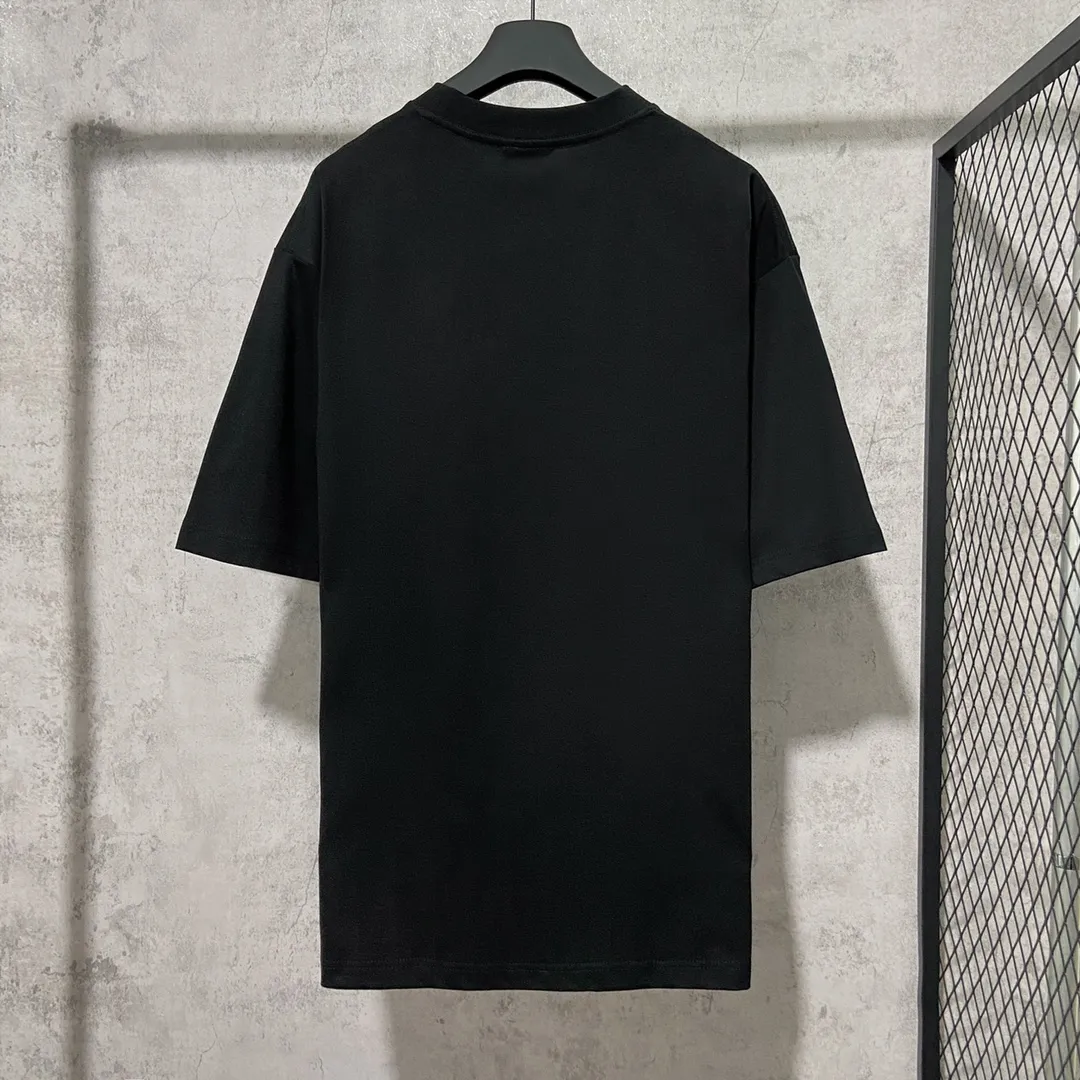 🅿️160 9137# Actual photo Top version [[BALENCIA*GA] official website quality Paris new classic LOGO past collection printed short-sleeved T-shirt OS version Loose shoulder Unisex fabric: 260 grams 100% cotton double yarn Technology: front and back printing Garment washing Shape solid color Color: black white Size: XS S M L