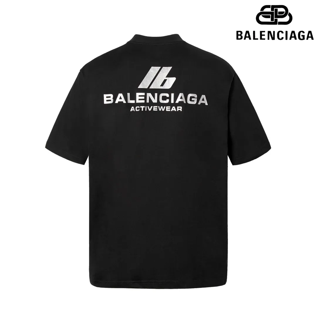 🅿️160 9101# Detailed picture Top version [BALENCIA*GA] Official website quality Paris new classic front and rear reflective printed T-shirt OS version Loose dropped shoulders Unisex style Fabric: 260g 100% cotton double yarn Technology: Front and back reflective printing Garment wash Shaping Solid color Color: Black White Size: XS S M L
