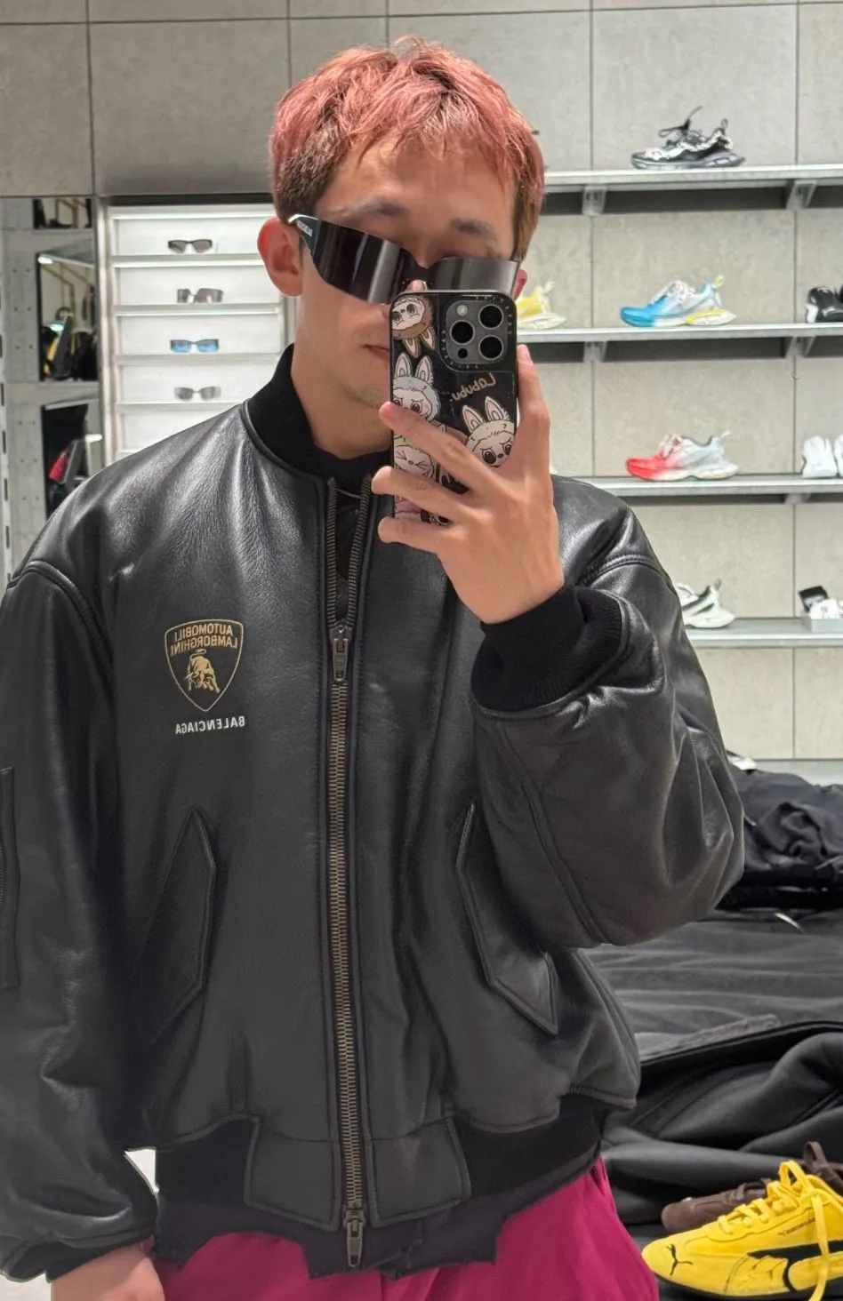 Balenciaga / Balenciaga Lamborghini joint embroidered baseball flight leather jacket upper body consultation picture ℹ️