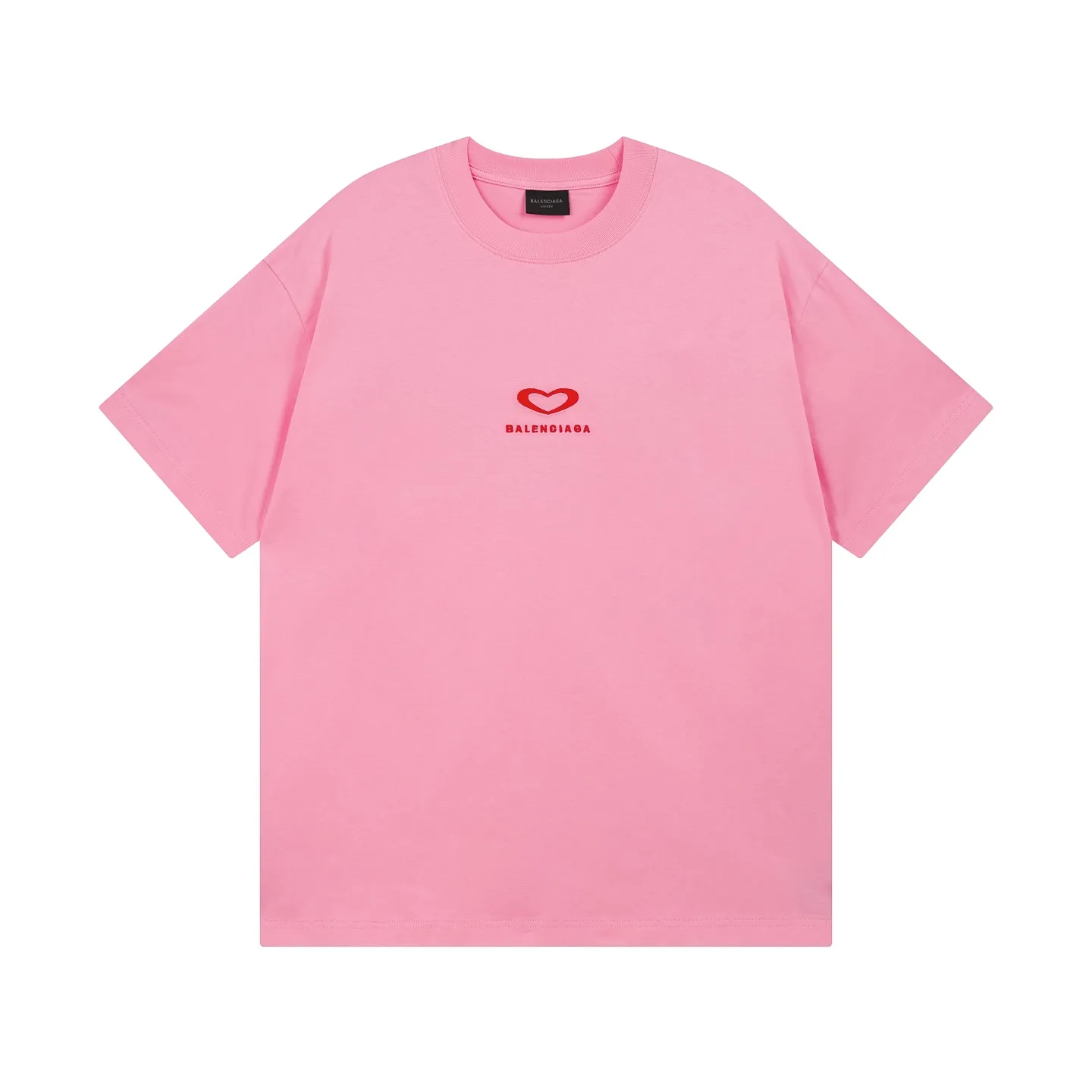 🅿️186 real photos [Top version. Official website quality] BALENCI*GA/Paris. SS25 latest model, Paris Chinese Valentine's Day limited edition, short-sleeved T-shirt with love LOGO embroidery on the front and love LOGO printing on the back. Brick cabinet synchronization. Genuine product developed at the first time, welcome to compare! The fabric is made of Paris ZP custom-woven and dyed cotton double yarn. Weighing 260 grams, the cloth surface is clean. The cloth pattern is clear, soft and comfortable. The threads are dyed with no color difference. The embroidery is done using imported Tajima embroidery machines. The printing uses environmentally friendly imported rubber paddles. The letters are clear and the effect is three-dimensional. The version adopts OS loose shoulder design. Same style for men and women. Code: BL253721 Color: black, red, pink, off-white Size: XS S M L