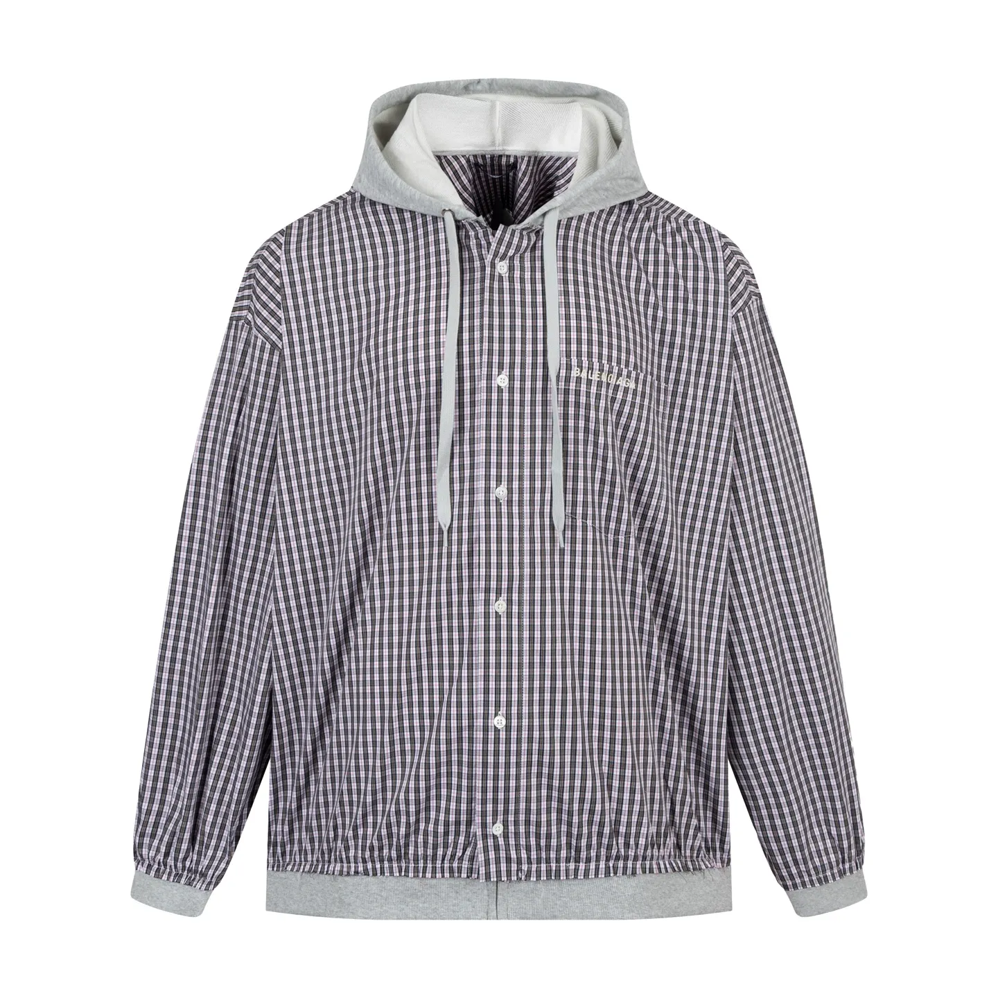 🅿️560 [Exclusive supply] BLCG spliced plaid hooded jacket. The fabric is made of custom-dyed high-density plaid fabric. The minimum order quantity is 1000 meters. The minimum order quantity is 8 strips of threaded spliced knitted fabric. The buttons are first-class shell buttons. Mold-opening and engraving. The cost of shell buckles is only 2.5 (different from ordinary buttons in the market). The zippers are made of real antique silver zippers. Mold-opening customization. The embroidery is imported Tajima embroidery. Precise operation. Matching and positioning small grids is the most troublesome. Normal workers are not willing to do it. In addition, the splicing cost is extremely expensive. Size:S/M/L