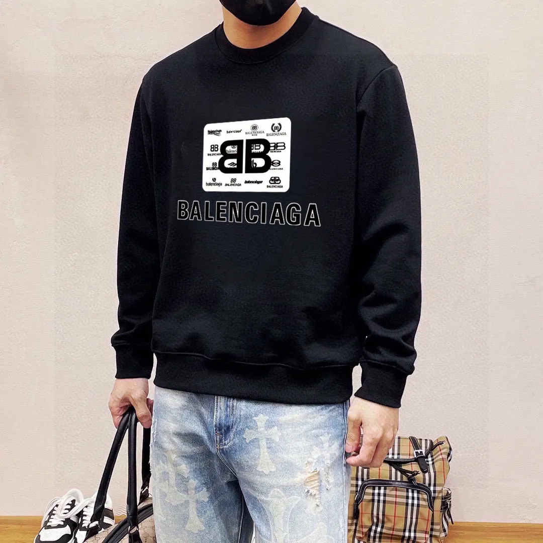 🅿️220 brand [BALENCIAGA] (good news for fat people) 2025ss autumn latest long-sleeved round-neck sweatshirt, available simultaneously on the official website. Refreshing and breathable. Made of top Tencel Roman. Comfortable and soft. 3D stereoscopic clarity. Super fashion sense. Great gift for your own use. Size: M-5XL (can be worn up to 220 pounds)