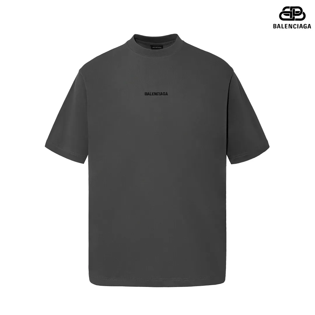 🅿️160 9102# Detailed picture Top version [[BALENCIA*GA] official website quality Paris new classic letter LOGO front and back embroidered short-sleeved T-shirt OS version loose dropped shoulders Unisex fabric: 260 grams 100% cotton double yarn Technology: front and back embroidery Garment washing Shape solid color Color: black white gray red Size: XS S M L