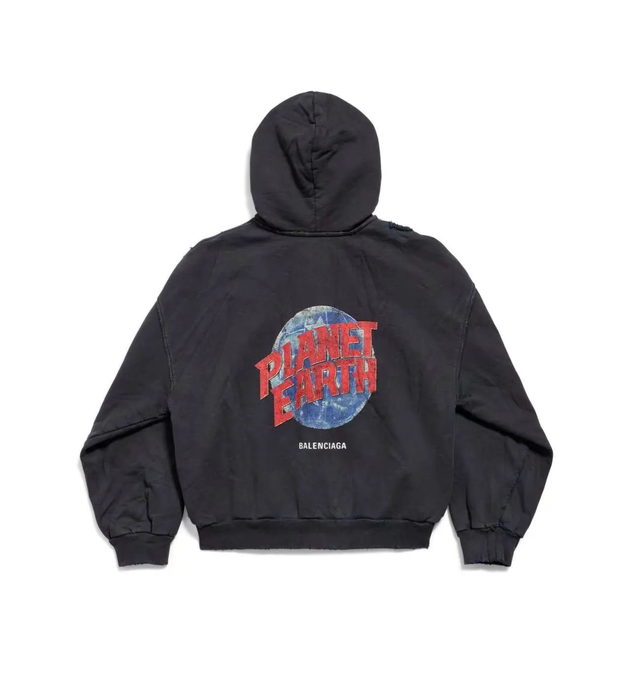 🅿️390 real photos [Top version. Official website quality] BALENCI*GA/Paris. 2024 catwalk style earth pattern direct-injection printing washed distressed worn cardigan zipper hooded sweatshirt 2024 new style. All pattern details and colors Y-board customization. Jubie market currency. Brick cabinets are synchronized. Genuine products are developed at the first time, and you can print and compare! The fabric is made of Paris ZP custom-woven and dyed cotton sweatshirt. Weighing 460 grams, the cloth surface is clean. The cloth pattern is clear, soft and comfortable. The threads are dyed with no color difference. The printing uses environmentally friendly imported materials with white ink direct printing, the letters are clear and the effect is three-dimensional. The entire garment is washed, distressed and worn. The version adopts OS loose shoulder design. Same style for men and women. Code: BL238955 Color: black, floral gray Size: XS S M L