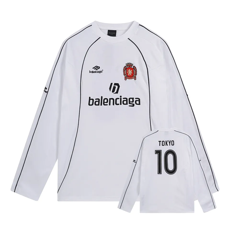 🅿️358 - BALENCI*GA Paris Manchester United co-branded football No. 10 embroidery printed long sleeves, the fabric is made of Paris custom-woven and dyed double-yarn pure cotton fabric. The weight is 280g. The thread is custom-woven and dyed without color difference. The front and rear panels use imported glue screen printing technology + the front and left sleeves use imported Tajima embroidery machine matt light heavy embroidery technology, two high-temperature shaping washes, os dropped shoulders, loose version, same style for men and women! ! -Color: black pink white red -SIZE: XS S M L style number 8606#