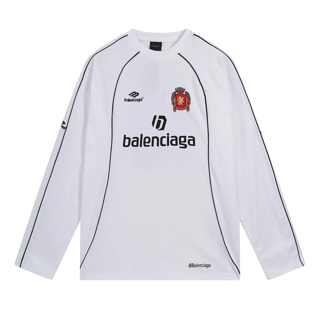 🅿️358 - BALENCI*GA Paris Manchester United co-branded football No. 10 embroidery printed long sleeves, the fabric is made of Paris custom-woven and dyed double-yarn pure cotton fabric. The weight is 280g. The thread is custom-woven and dyed without color difference. The front and rear panels use imported glue screen printing technology + the front and left sleeves use imported Tajima embroidery machine matt light heavy embroidery technology, two high-temperature shaping washes, os dropped shoulders, loose version, same style for men and women! ! -Color: black pink white red -SIZE: XS S M L style number 8606#