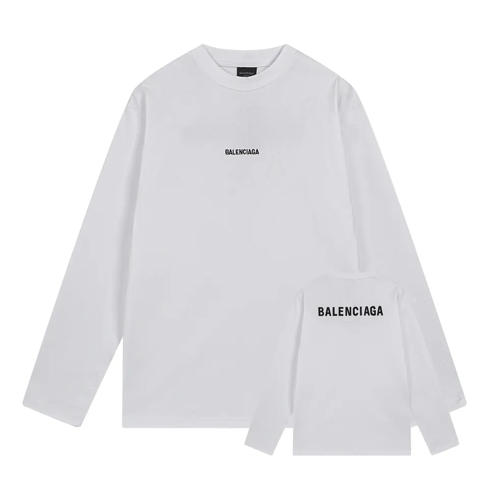 🅿️250 BALENCI*GA Paris classic letter embroidery long-sleeved T-shirt. The classic letters on the front and back are embroidered with imported Tajima embroidery machines. Restored brick cabinets. Exclusively woven and dyed 280g fabric. Threads are dyed in the same vat with zero color difference. The version adopts OS loose shoulder version. Welcome to compare. Same style for men and women -Color: black white smoke gray -SIZE: Xs S M L style number 8646#