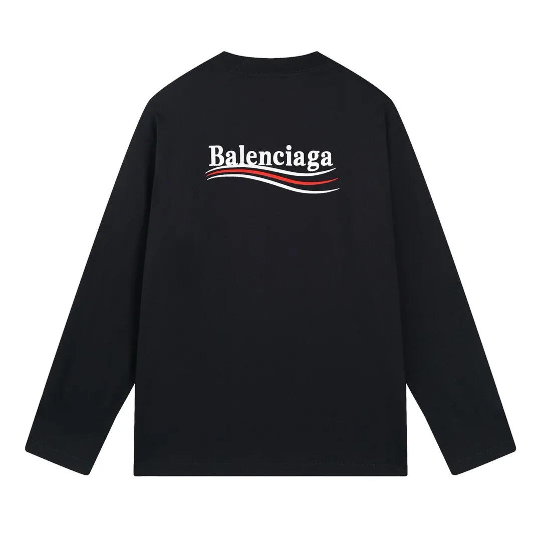 🅿️240 BALENCI*GA Paris classic cola style long sleeves. The fabric is made of Paris custom-woven and dyed double yarn pure cotton fabric. The weight is 280g. The thread is custom-woven and dyed without color difference. The front and back panels are embroidered with imported Tajima machines. Two high-temperature setting washes. os dropped shoulders and loose version. Same style for men and women -Color: black ivory -SIZE: XS S M L Style No. 8613#
