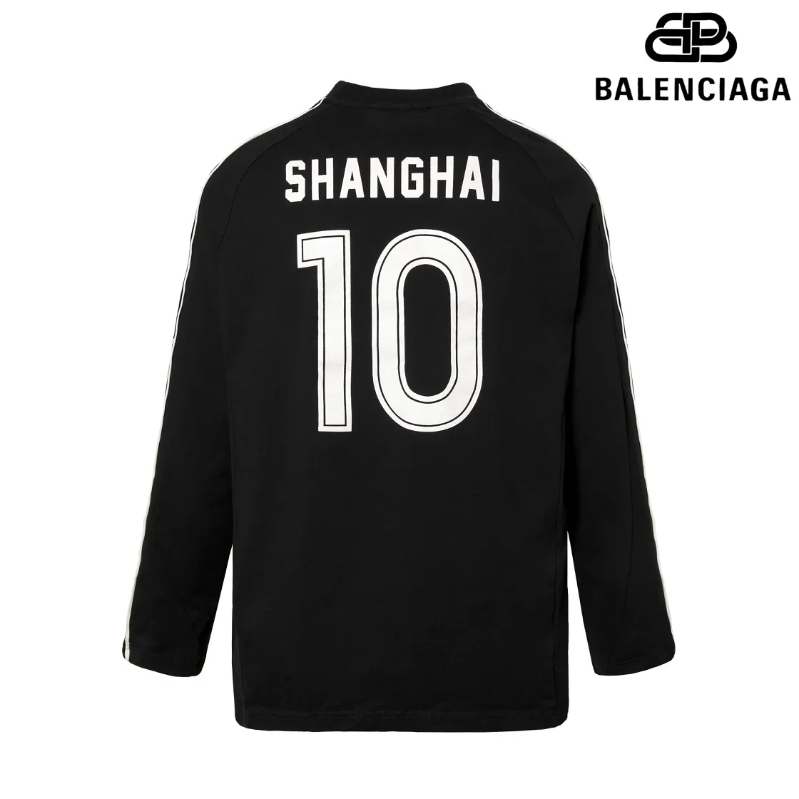🅿️250 8151# Detailed picture Top version [[BALENCIA*GA] official website quality Paris new joint football jersey long-sleeved T-shirt OS version Loose dropped shoulders Unisex fabric: 260g 100% cotton double yarn Process: front and rear panel printing front panel embroidery garment wash shaping solid color Color: black white pink red fluorescent yellow Size: XS S M L