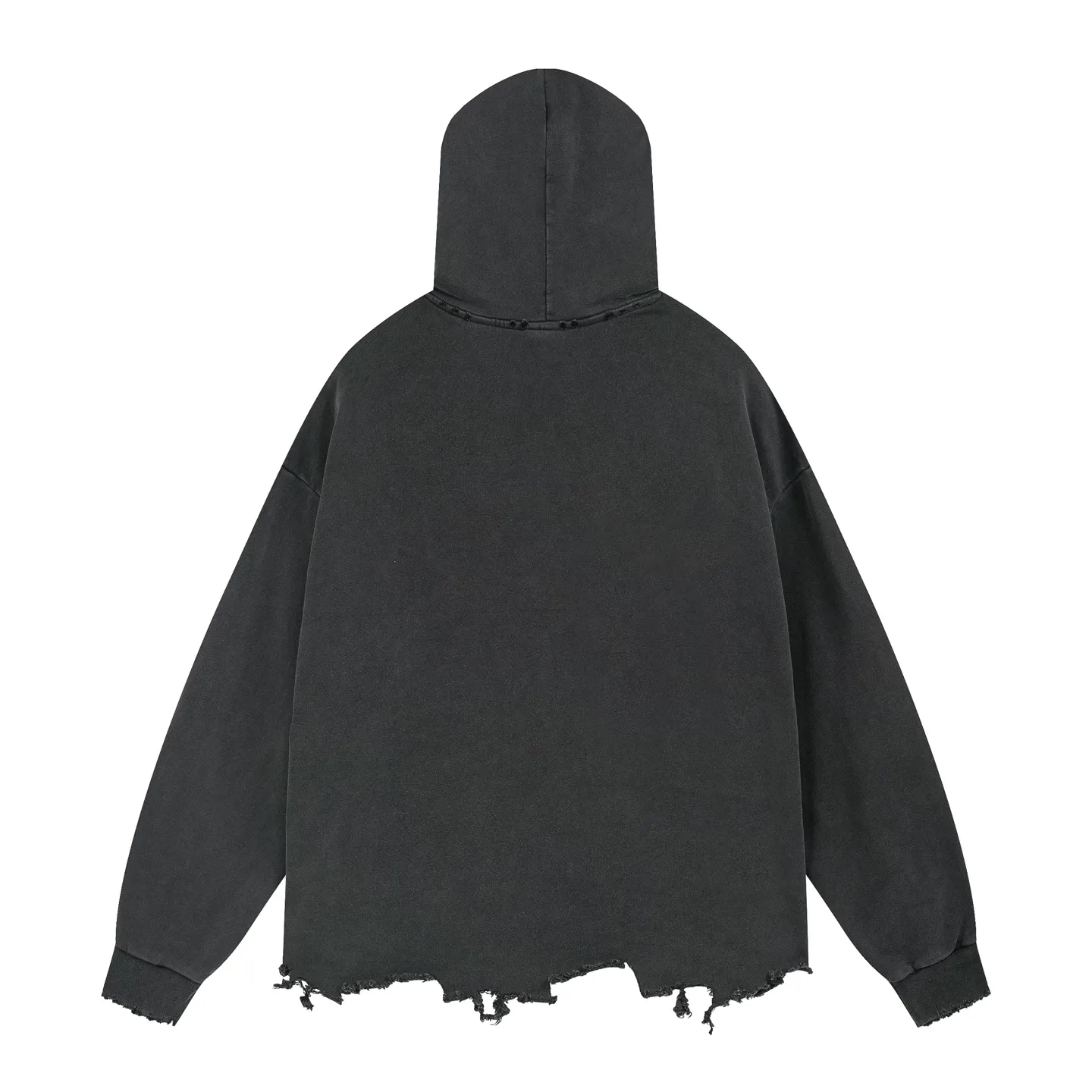 🅿️360 real photos [Top version. Official website quality] BALENCI*GA/Paris #2025 new style washed hooded sweatshirt with letter LOGO chest patch embroidery, ready-to-wear washed, and the hem and cuffs were hand-worn by many people. Full sense of design. Welcome to compare. The fabric is made of Paris ZP custom-woven and dyed cotton. The weight is 460 grams. The cloth surface is clean. The cloth pattern is clear, soft and comfortable. The threads are dyed with no color difference. The classic letter LOGO is embroidered with imported Tajima embroidery machine. The effect is three-dimensional. Restore brick cabinet, adopt OS loose shoulder style. Same style for men and women. Code: BL259919 Color: washed black Size: XS S M L