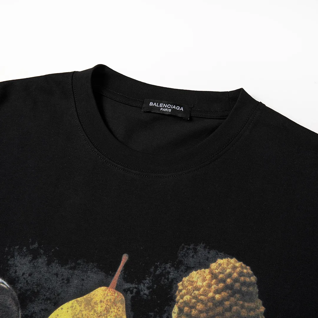 🅿️180 9120# Detailed picture Top version [[BALENCIA*GA] official website quality Paris new black 8 pear Gautama short-sleeved T-shirt OS version Loose dropped shoulders Unisex style Fabric: 260g 100% cotton double yarn Technology: Front panel digital direct printing Garment washing Shape solid Color: Black White Size: XS S M L