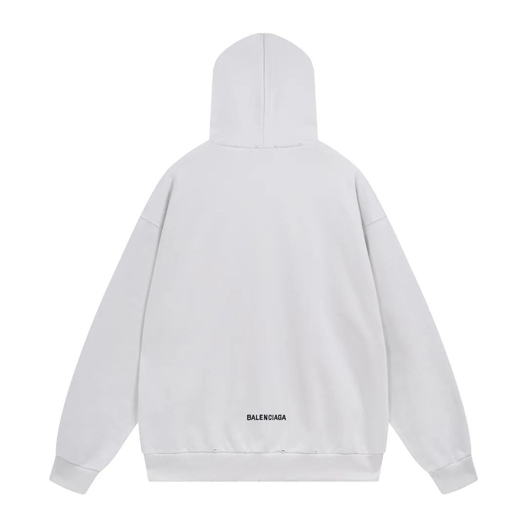 🅿️300 Detailed picture [Top version. Official website quality] BALENCI*GA/Paris BALENCI*GA#Valentine's Day. The latest model limited to Chinese Valentine's Day, love embroidered hooded sweatshirt. Brick cabinet synchronization. The fabric is made of Paris ZP custom-woven and dyed cotton double-yarn David sweatshirt. The weight is 450 grams. The cloth surface is clean. The cloth pattern is clear. Soft and comfortable. The color fastness is good. It is not easy to change color. The threads are woven and dyed with no color difference. The front and back embroidery is embroidered with an embroidery machine imported from Tajima. The effect is three-dimensional, and the version adopts the OS loose off-shoulder version. Same style for men and women. Code: BL238011 Color: washed black. Off-white. Size: XS S M L