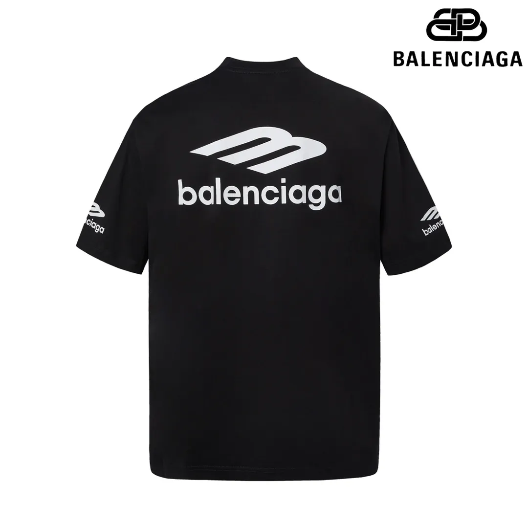 🅿️160 9128# Detailed picture Top version [[BALENCIA*GA] official website quality Paris new 3M classic letter LOGO printed short-sleeved T-shirt OS version Loose dropped shoulders Unisex style Fabric: 260 grams 100% cotton double yarn Technology: front and rear left and right sleeve printing Garment wash Shape solid color Color: black white Size: XS S M L