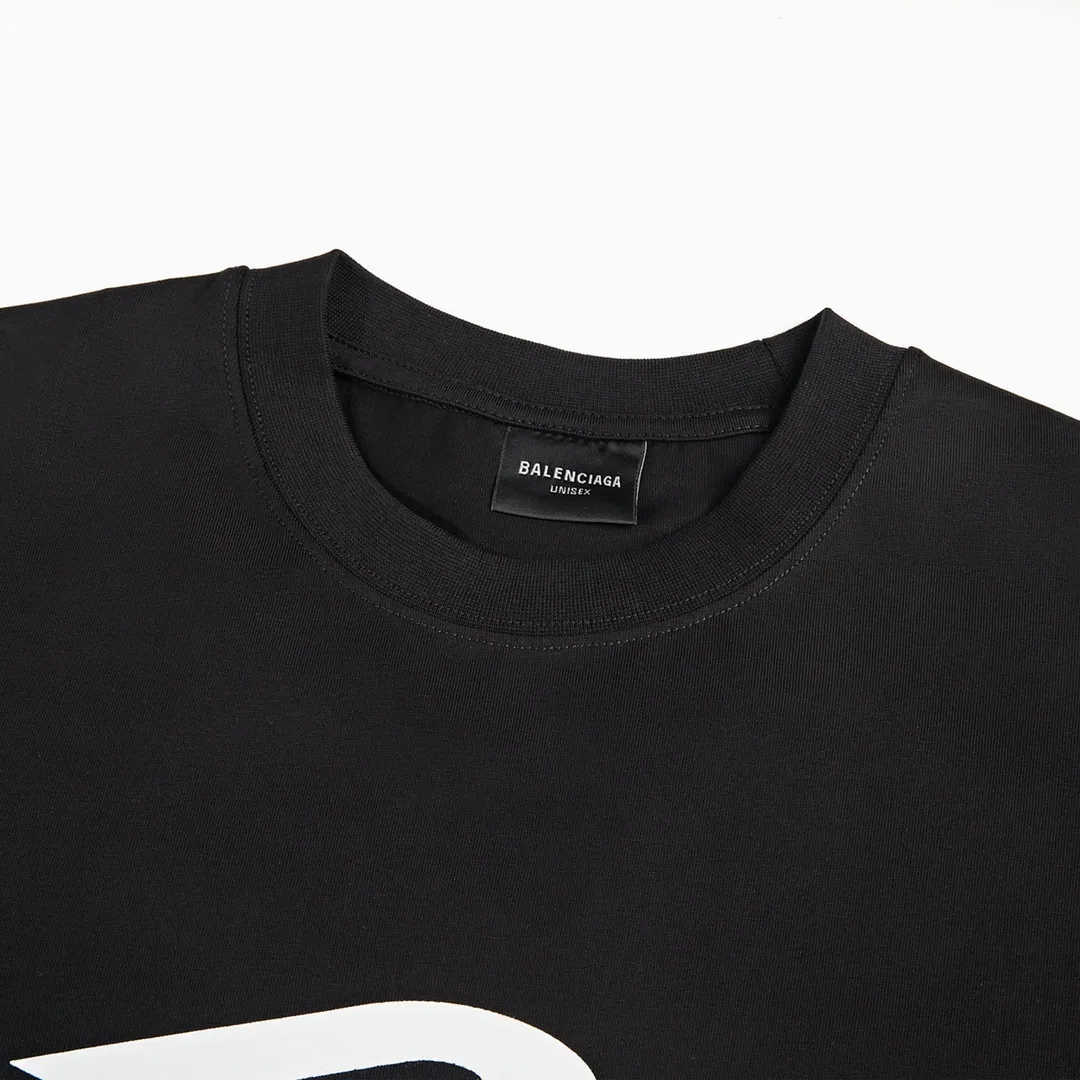 🅿️160 9128# Detailed picture Top version [[BALENCIA*GA] official website quality Paris new 3M classic letter LOGO printed short-sleeved T-shirt OS version Loose dropped shoulders Unisex style Fabric: 260 grams 100% cotton double yarn Technology: front and rear left and right sleeve printing Garment wash Shape solid color Color: black white Size: XS S M L