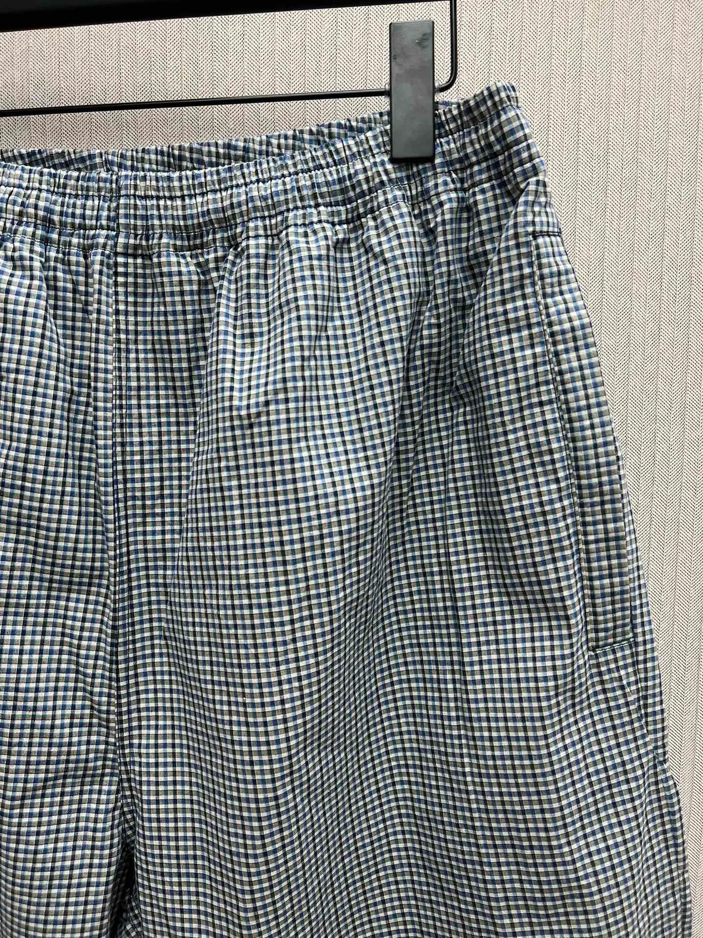🅿️490 Paris 25ss new autumn series plaid cotton and linen blended sports casual pants loose fit men black high version code number: 42.44.46.