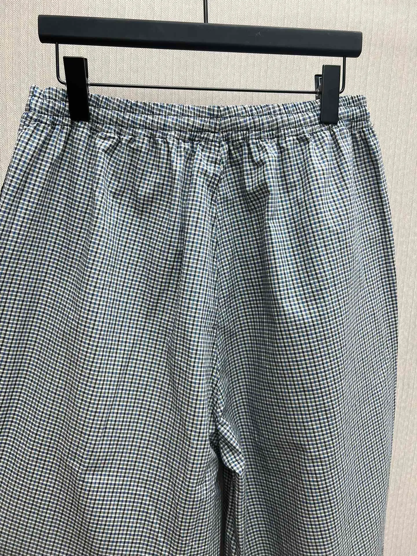 🅿️490 Paris 25ss new autumn series plaid cotton and linen blended sports casual pants loose fit men black high version code number: 42.44.46.