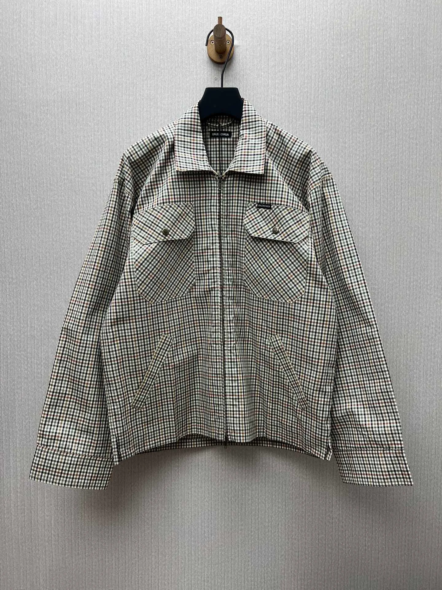 🅿️650 Paris 25ss new plaid flannel zipper long-sleeved shirt, loose fit, men's size: 0.1.2.3.