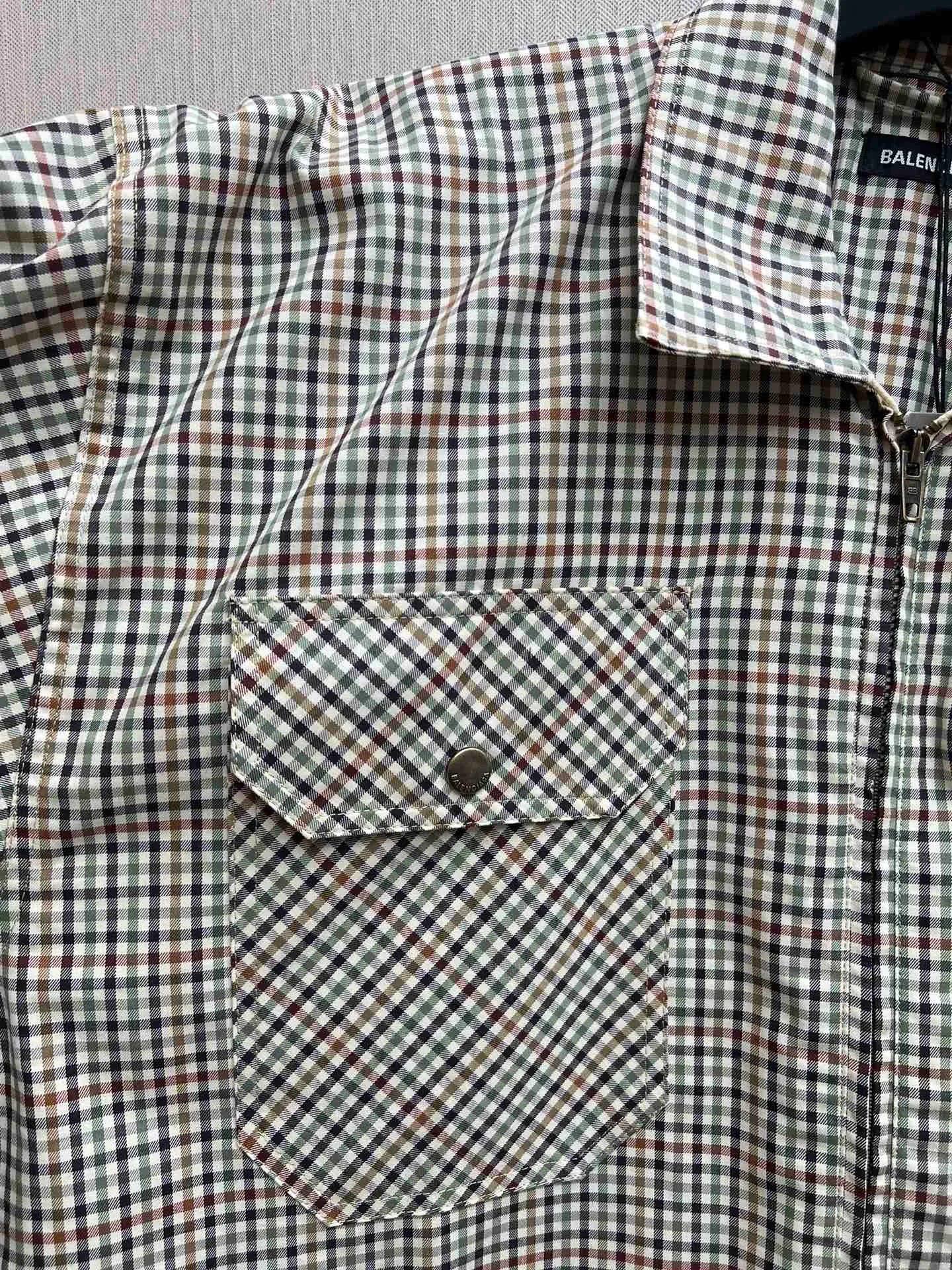 🅿️650 Paris 25ss new plaid flannel zipper long-sleeved shirt, loose fit, men's size: 0.1.2.3.