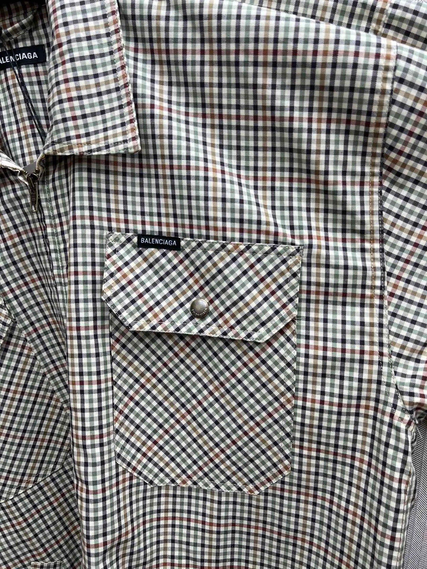🅿️650 Paris 25ss new plaid flannel zipper long-sleeved shirt, loose fit, men's size: 0.1.2.3.