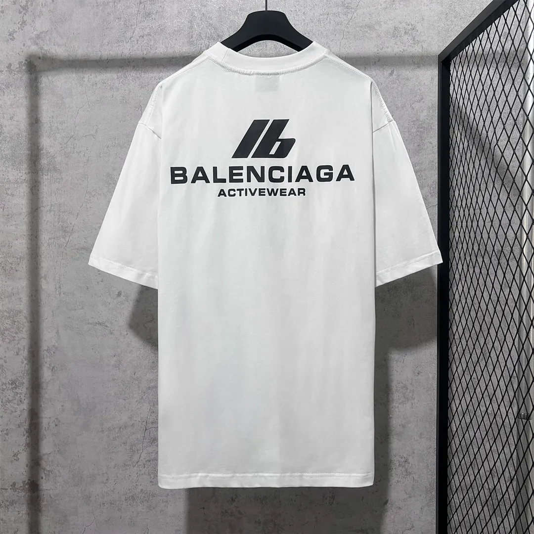 🅿️160 9101# Actual pictures Top version [BALENCIA*GA] Official website quality Paris new classic front and rear reflective printed T-shirt OS version Loose dropped shoulders Unisex fabric: 260g 100% cotton double yarn Technology: Front and back reflective printing Garment wash Shape solid Color: Black White Size: XS S M L