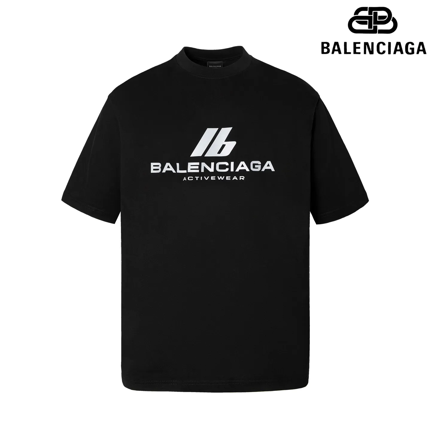 🅿️160 9176# Detailed picture Top version [[BALENCIA*GA] official website quality Paris new 3M reflective film letter heat transfer short-sleeved T-shirt OS version Loose dropped shoulders Unisex style Fabric: 260 grams 100% cotton double yarn Technology: Front reflective heat transfer Garment wash Shape solid color Color: black off-white Size: XS S M L