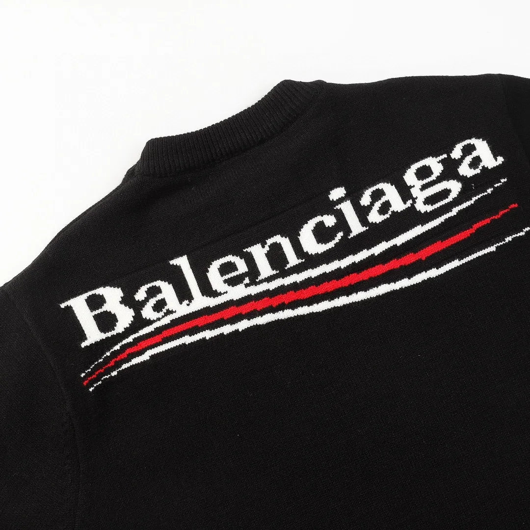 🅿️310 BALENCIAGA/balenciaga sweater series, same style for men and women, elegant and timeless, made of modal pure cotton blended fabric, Paris English letters logo three-dimensional embroidery on the chest, cola wave logo jacquard on the back, high-density knitting, not soft or baggy, soft and comfortable to the touch, elastic and textured Size: S M L
