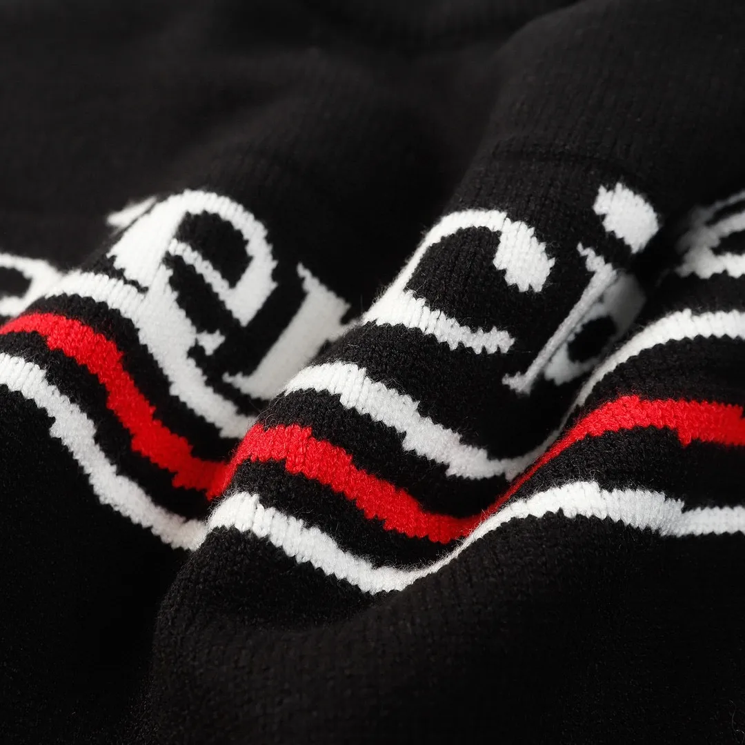 🅿️310 BALENCIAGA/balenciaga sweater series, same style for men and women, elegant and timeless, made of modal pure cotton blended fabric, Paris English letters logo three-dimensional embroidery on the chest, cola wave logo jacquard on the back, high-density knitting, not soft or baggy, soft and comfortable to the touch, elastic and textured Size: S M L