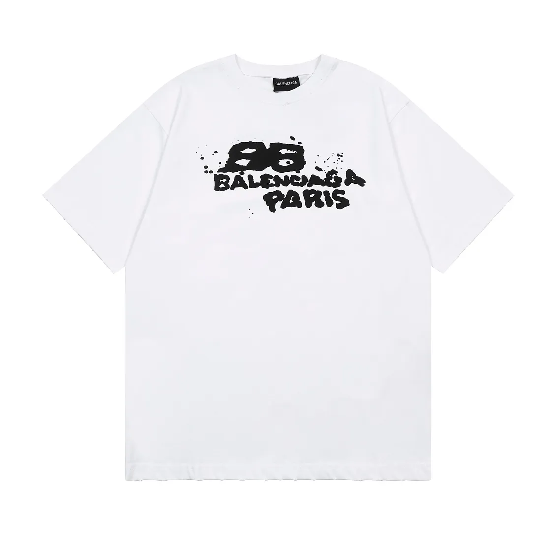 🅿️166 Detailed picture [Top version. Official website quality] BALENCI*GA/Paris BALENCI*GA#BB hand-painted graffiti short-sleeved T-shirt. 2023 spring and summer new product. Brick cabinet synchronization. The fabric is made of Paris ZP custom-woven and dyed 100% cotton double yarn compact cotton. The weight is 260 grams, the cloth surface is clean. The cloth pattern is clear. Soft and comfortable. Good color fastness. Not easy to change color. The threads are woven and dyed with no color difference. The printing uses a circular machine to imitate hand-painted effects. No burrs. The color follows the original board. The brick cabinet is restored. The version adopts the OS loose shoulder version. Same style for men and women. Coding: BL223001 Color: black, white, gray blue, pink Size: XS S M L