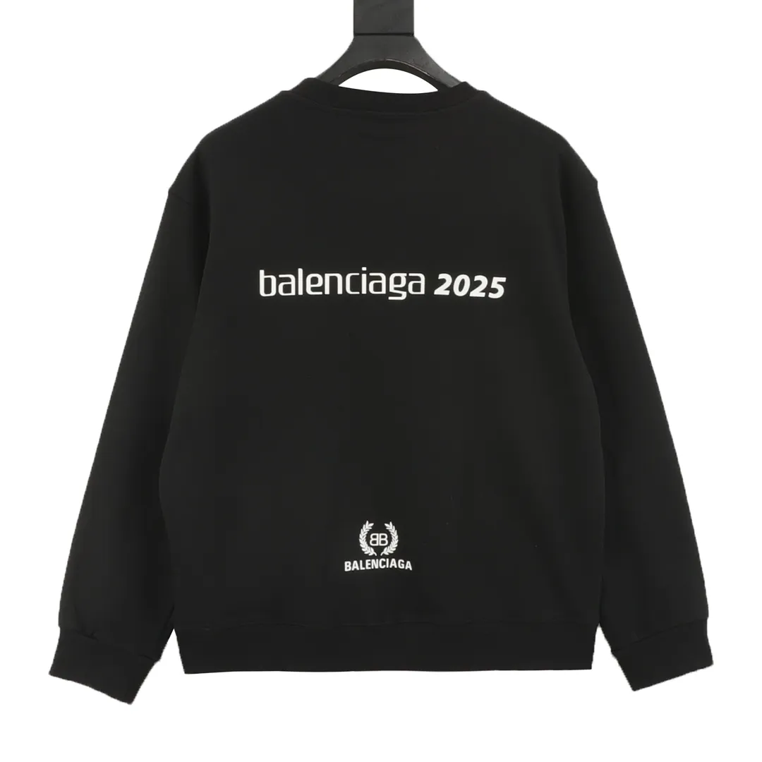 🅿️500 Balenciaga 25FW wheat ear round neck sweatshirt 480g high-grade combed cotton fabric counter collar label purchase-grade white thick plate hangtag original hanging grain three-dimensional foam printing on the front and back with strong layering Uniform style for men and women Couple style oversize version loose Size: S-XL