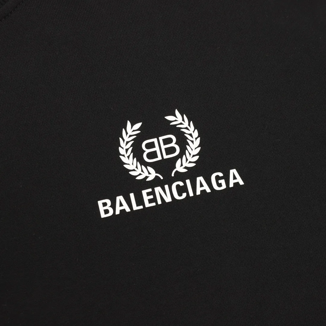 🅿️500 Balenciaga 25FW wheat ear round neck sweatshirt 480g high-grade combed cotton fabric counter collar label purchase-grade white thick plate hangtag original hanging grain three-dimensional foam printing on the front and back with strong layering Uniform style for men and women Couple style oversize version loose Size: S-XL