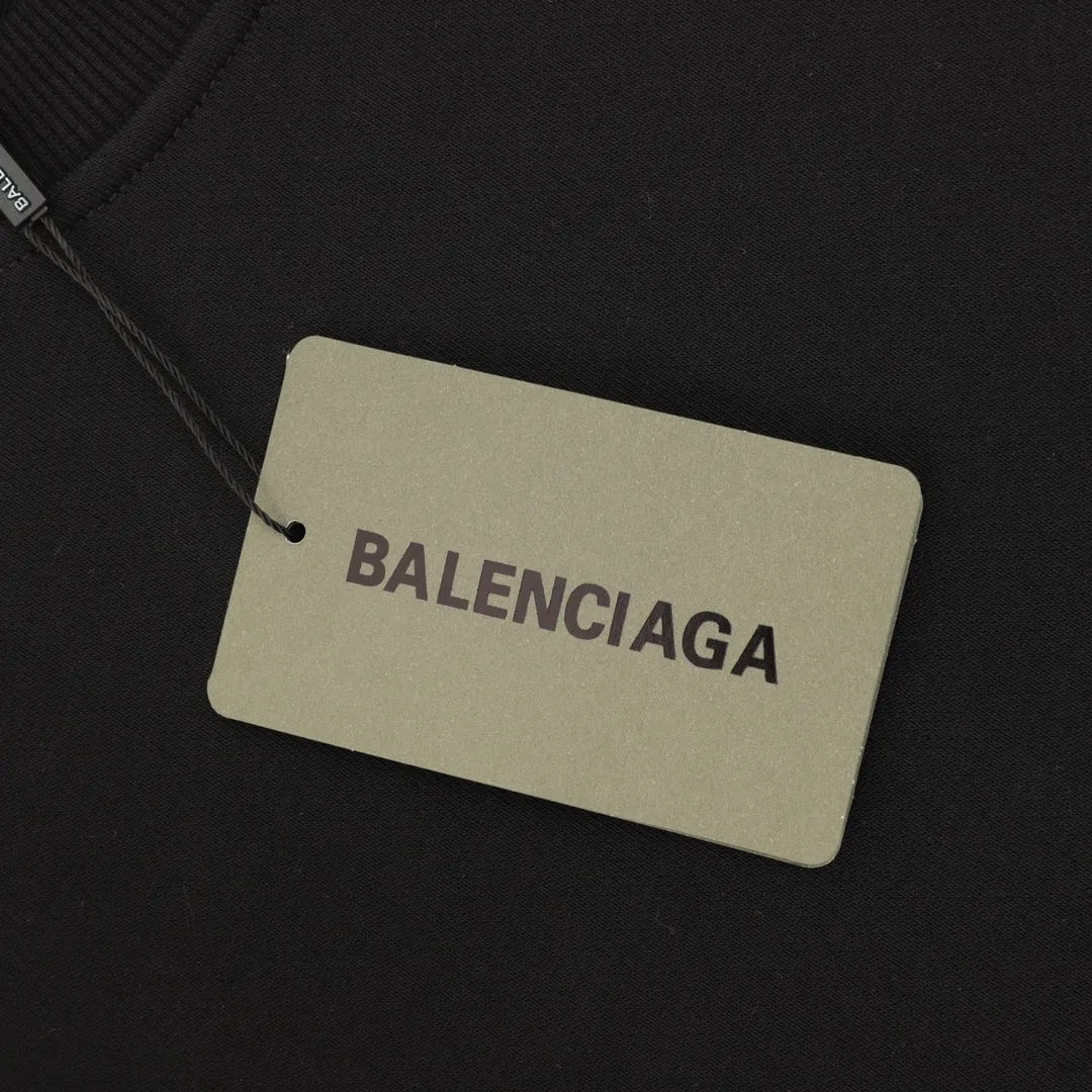 🅿️500 Balenciaga 25FW wheat ear round neck sweatshirt 480g high-grade combed cotton fabric counter collar label purchase-grade white thick plate hangtag original hanging grain three-dimensional foam printing on the front and back with strong layering Uniform style for men and women Couple style oversize version loose Size: S-XL