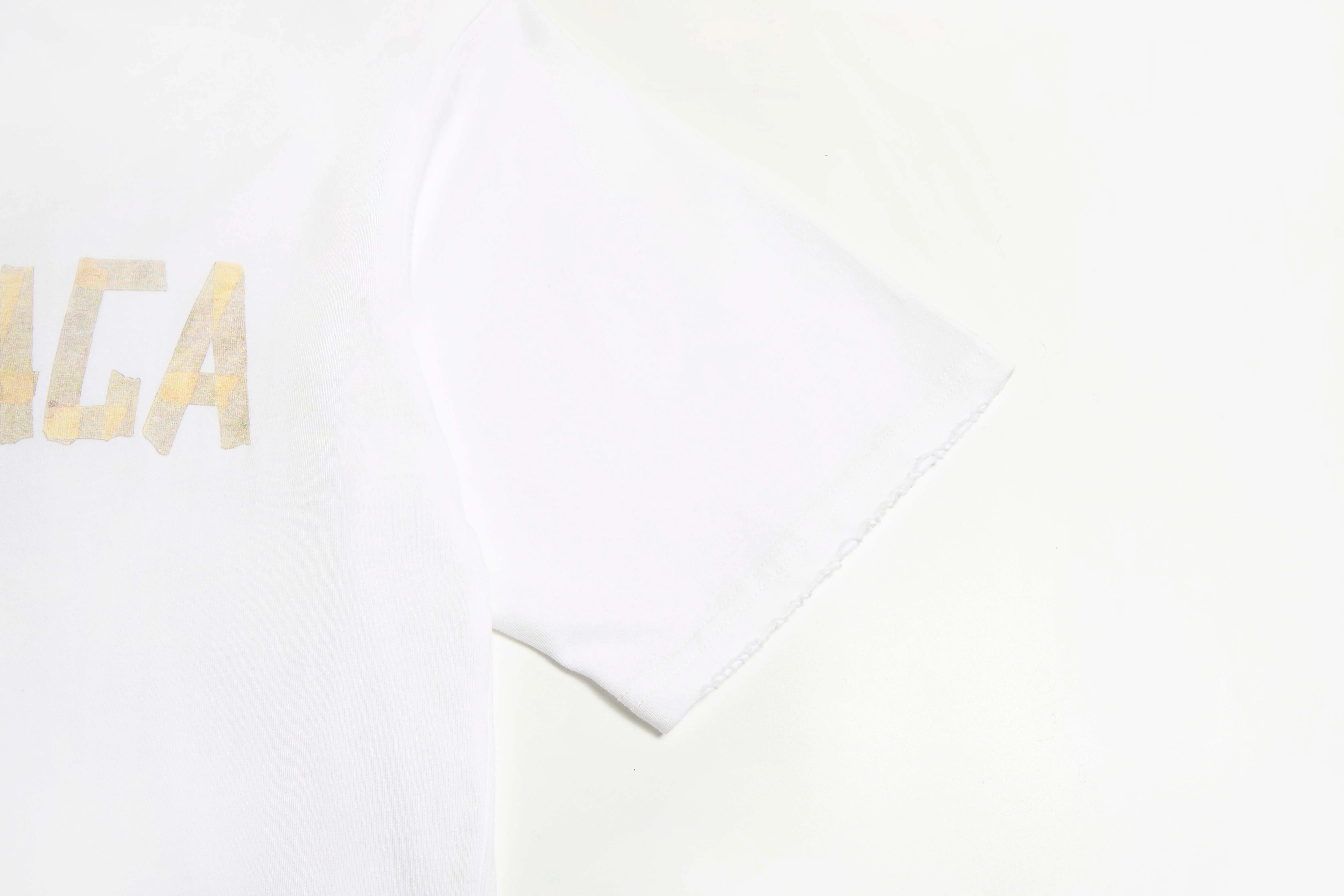 🅿️180 9110# Detailed picture Top version [[BALENCIA*GA] Official website quality Paris new yellow tape bandage digital direct spray short-sleeved T-shirt OS version Loose dropped shoulders Same style for men and women Fabric: 260 grams 100% cotton double yarn Process: Front and rear digital direct spray Garment wash Frayed Distressed Styling Solid color Color: gray blue white washed blue burgundy green black silver Rose Red Khaki Size: XS S M L