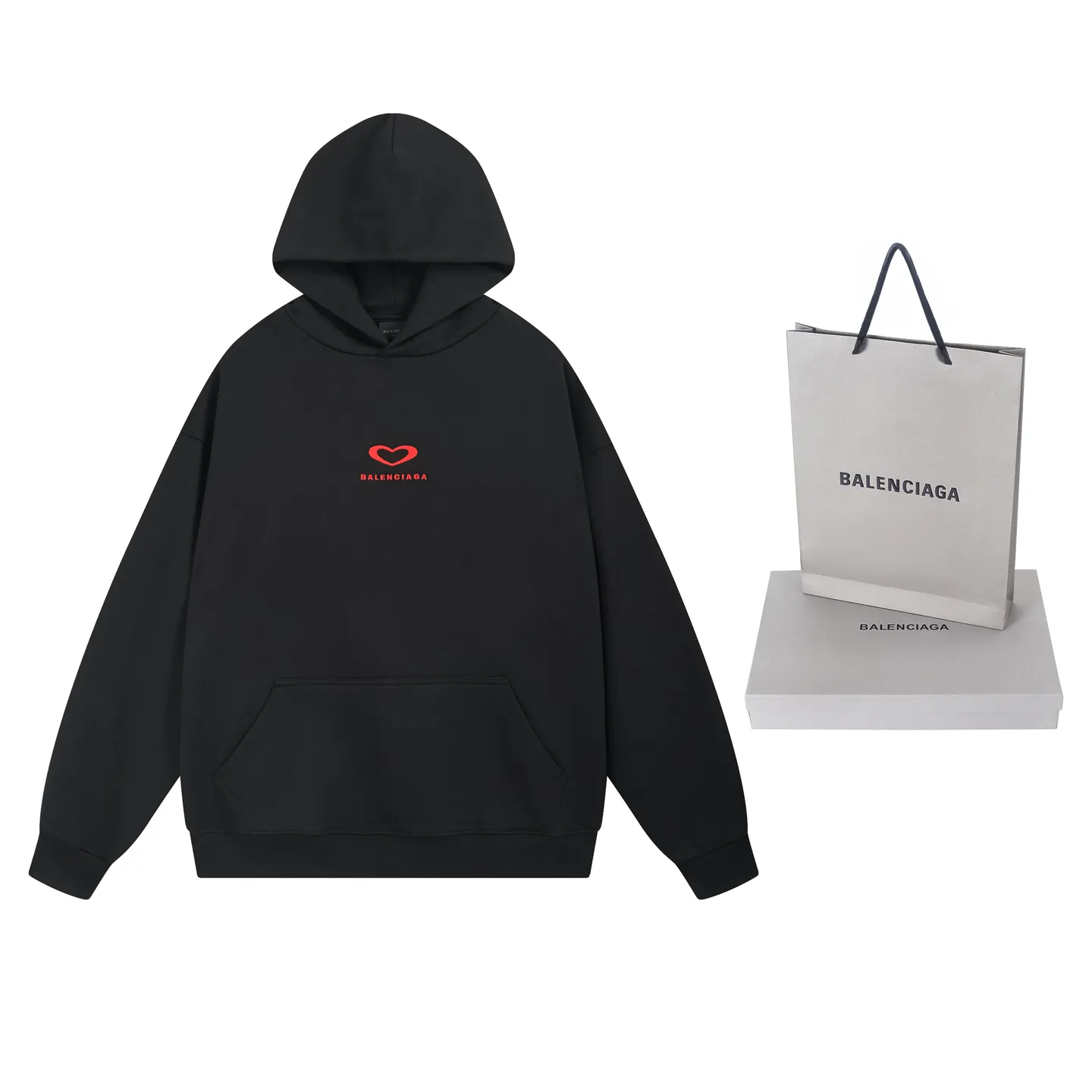 🅿️330 real photos [Top version. Official website quality] BALENCI*GA/Paris.SS25 latest model, limited edition for Chinese Valentine's Day in Paris, hooded sweatshirt with love LOGO embroidery on the front and love LOGO printing on the back, synchronized with brick cabinets. Developed genuine product at the first time, welcome to compare! The fabric is made of Paris ZP custom-woven and dyed cotton sweatshirt. Weighing 460 grams, the cloth surface is clean. The cloth pattern is clear, soft and comfortable. The threads are dyed with no color difference. The embroidery is done using imported Tajima embroidery machines. The printing uses environmentally friendly imported rubber paddles. The letters are clear and the effect is three-dimensional. The version adopts OS loose shoulder design. Same style for men and women. Code: BL259968 Color: black, off-white Size: XS S M L