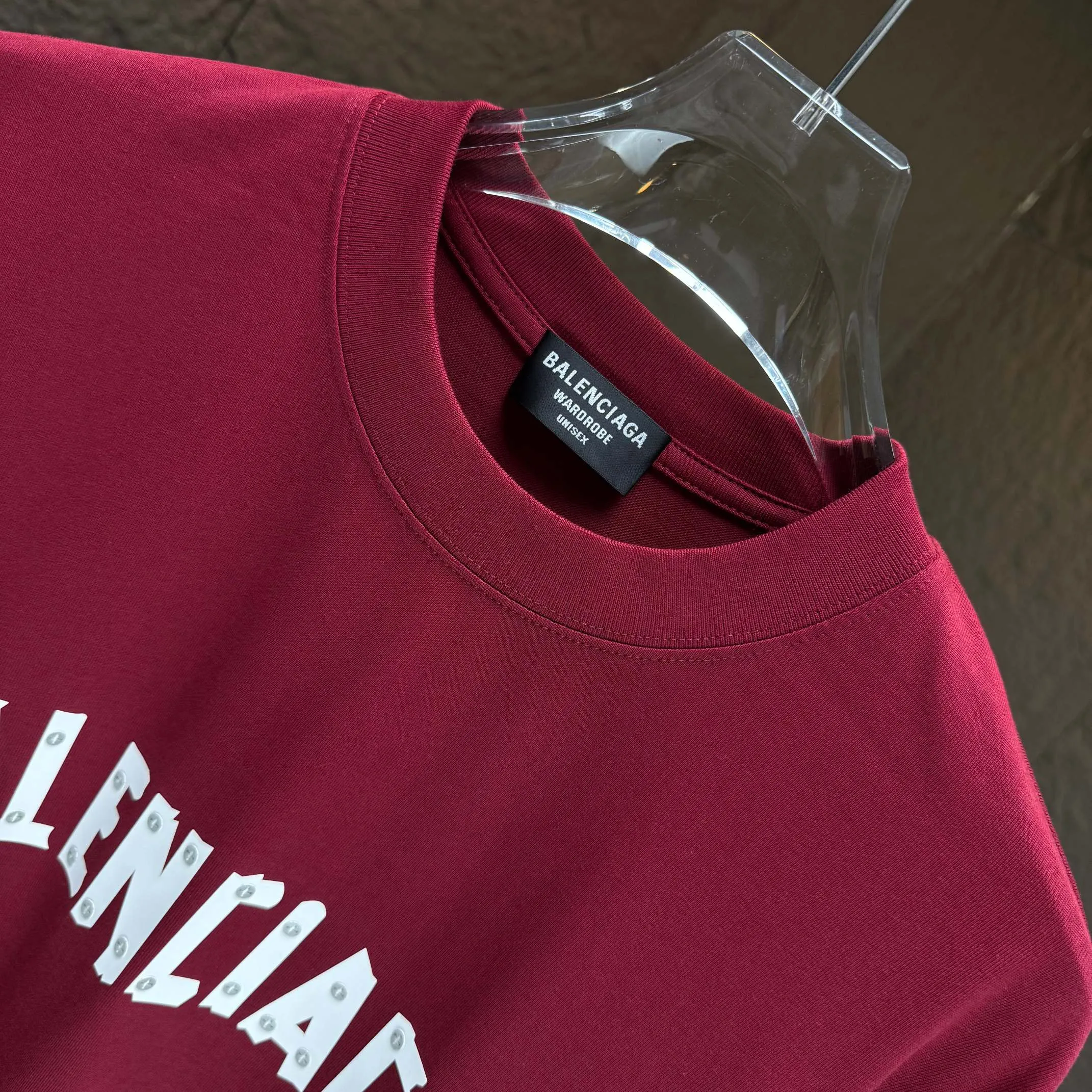 🅿️240 BALENC* Paris* 2025 autumn and winter new thick long-sleeved T-shirt 320g pure cotton letter logo three-dimensional silicone Color: Black White Angora Red Size: S M L XL