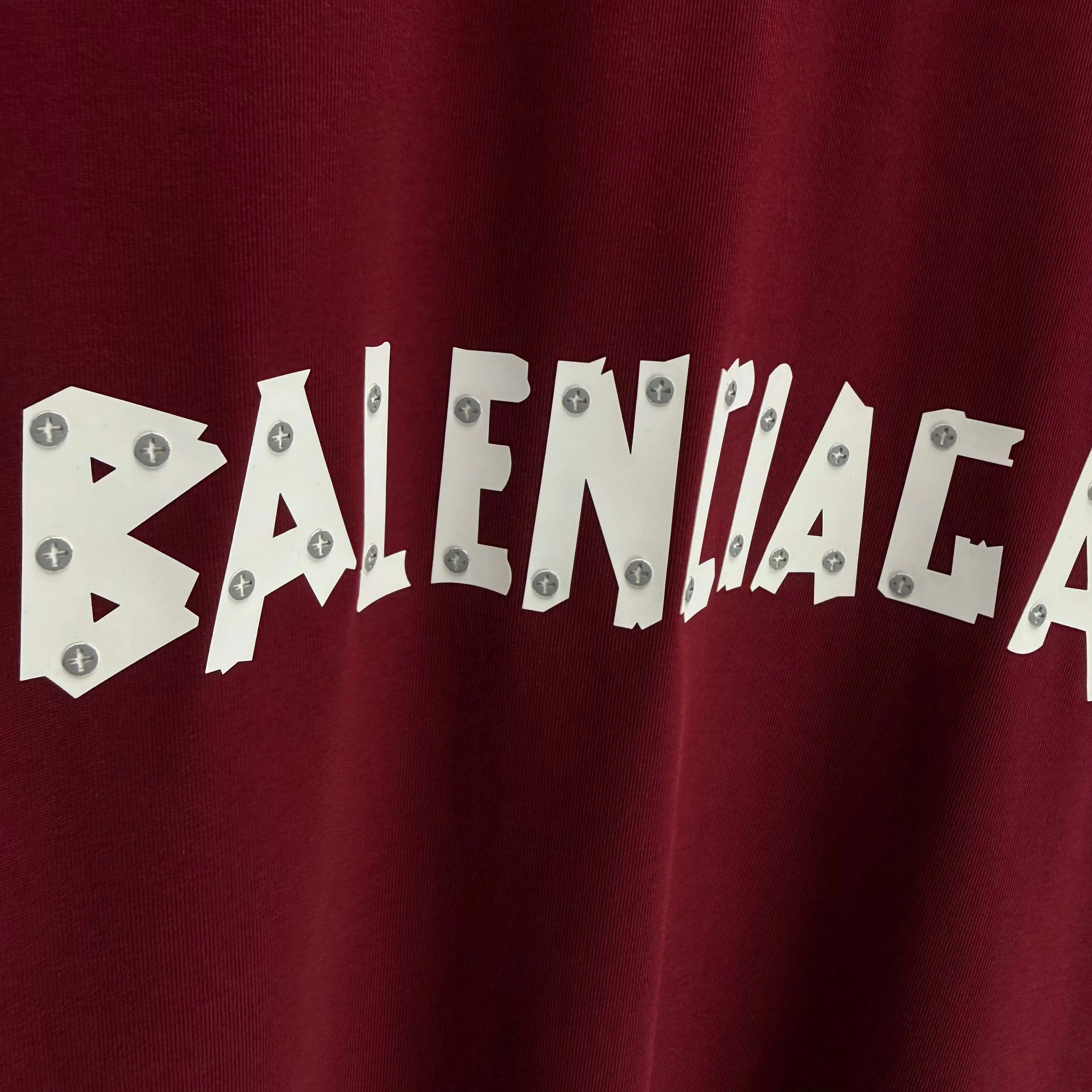 🅿️240 BALENC* Paris* 2025 autumn and winter new thick long-sleeved T-shirt 320g pure cotton letter logo three-dimensional silicone Color: Black White Angora Red Size: S M L XL