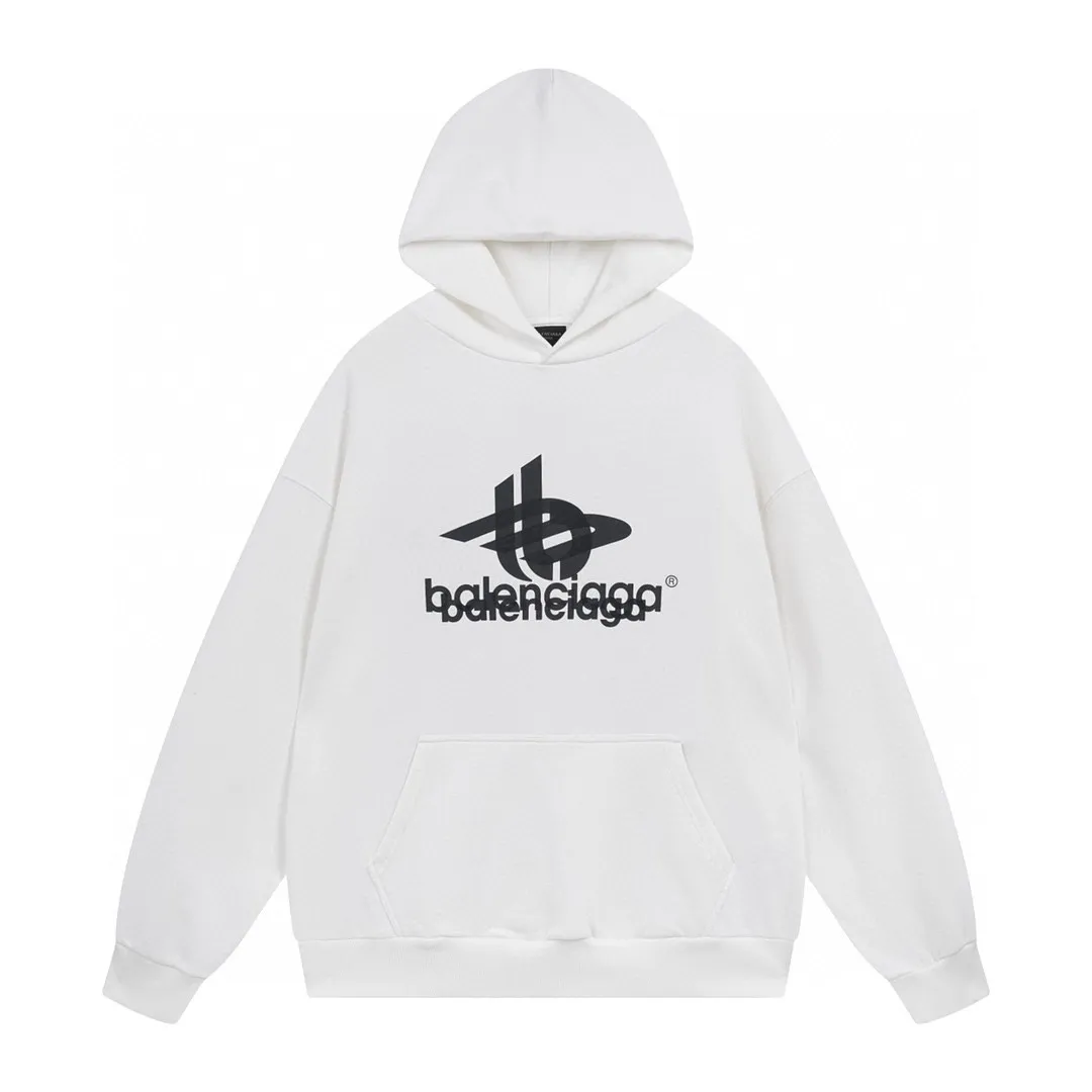 🅿️300 real photos [Top version. Official website quality] BALENCI*GA/Paris. 2024 new style. Phantom double LOGO classic pattern printed long-sleeved hooded sweatshirt. Brick cabinet synchronization. Genuine product developed in the first time, happy to print and compare! The fabric is made of Paris ZP custom-woven and dyed cotton terry sweatshirt. The weight is 450 grams. The cloth surface is clean. The cloth pattern is clear, soft and comfortable. The threads are dyed with no color difference. The classic printing is made of environmentally friendly imported materials, with LOGO phantom effect, clear letters and three-dimensional effect. Restored brick cabinet. Ready-made clothes are washed and distressed, different market currency, welcome to compare, the version adopts OS loose shoulder version. Same style for men and women Coding: BL238010 Color: black, white Size: XS S M L