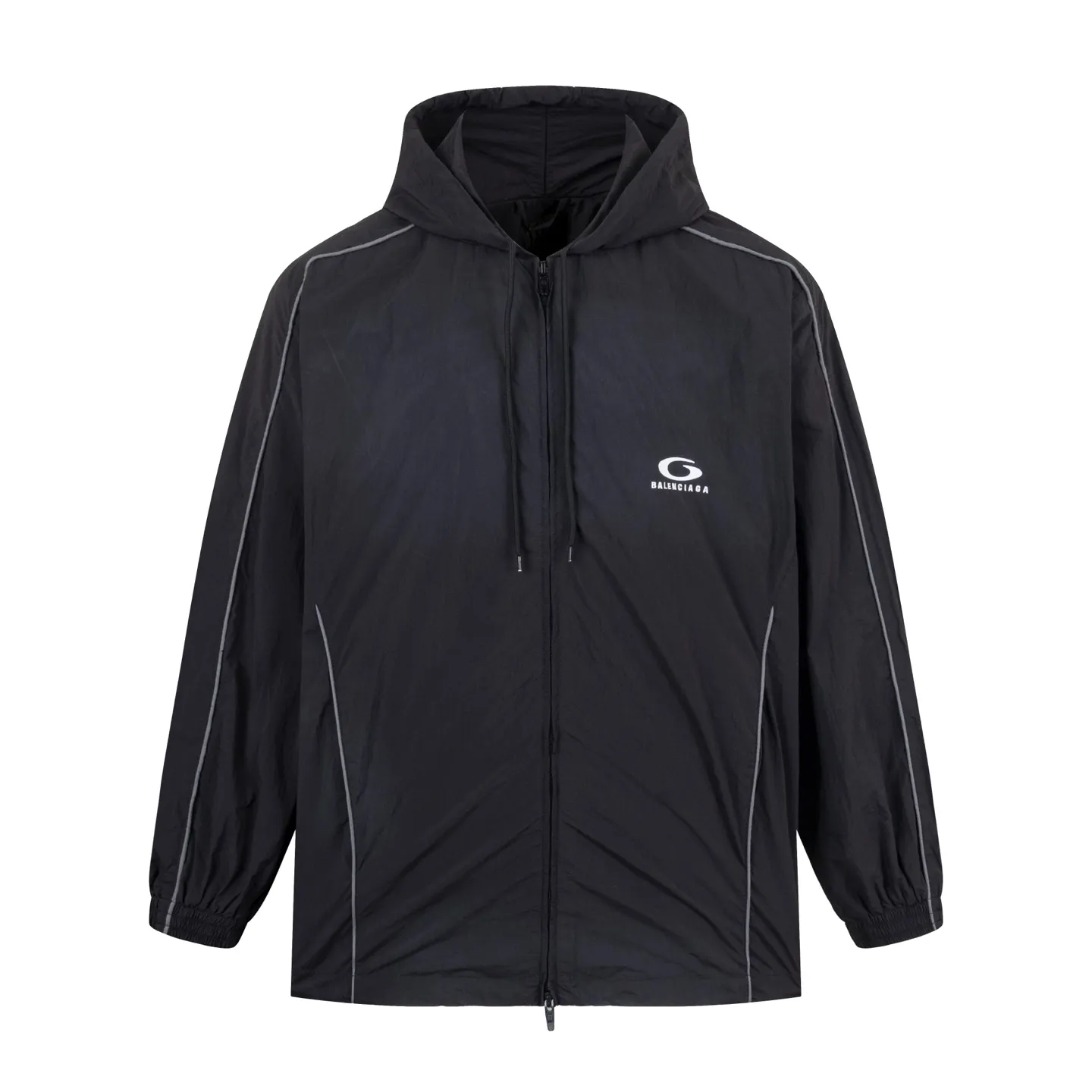🅿️500 [Exclusive supply] BLCG 25FW circular woven hooded sports jacket. The original version was purchased for 21,500 and developed. The fabric is made of 210T145GSM matte micro-pleated nylon four-way stretch Taslon. It is waterproofed before cutting. It can be daily water-repellent and practical. The front and back panels are made of horse-sprayed whitening effect. , the circular letter pattern is embroidered with imported Tajima machine thousands of needles, and the gray binding strip is ultrasonic technology. The color is dyed and matched. It is not available in the market. The hooded design has double drawstrings for tightening. The lining has open pockets on both sides. Precision needle embroidery technology. The embroidery is very fine and dense. The letter pattern outline design is clear. Manually precise code points. The finished garment bone hemming process. The workmanship is strict and fine. The inner lining is made of pure cotton bird's eye lining, which has moisture absorption and perspiration functions. The molded and engraved hardware double-headed zipper, the straight cut OS contour version, the upper body is highly recognizable, and it is perfectly produced by the first-line brand OEM factory. Size:XS/S/M