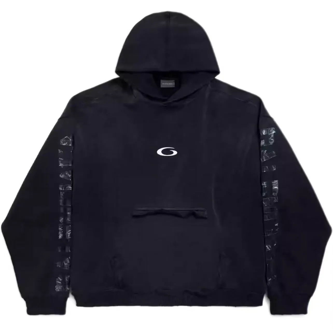🅿️390 Detailed Picture [Top version. Official website quality] BALENCI*GA/Paris. 25ss latest model. Overweight craftsmanship. Masking tape direct-printing, LOGO embroidery on the front, open pockets on both sides, ready-to-wear hooded long-sleeved sweatshirt with washed distressing. The brick cabinets are synchronized. The fabric is made of Paris ZP custom-woven and dyed cotton sweatshirt. Weighing 460 grams, the cloth surface is clean. The cloth pattern is clear, soft and comfortable, and the threads are dyed with no color difference. The classic pattern is printed using computer direct printing. The front chest is embroidered using a computerized embroidery machine. The letters are clear and the effect is three-dimensional. Restored brick cabinets. Ready-made clothes washed and aged. Produced by ultra-heavy craftsmanship, the market currency is very different, welcome to compare. The version adopts OS loose shoulder design. The same style for men and women. Code: BL259971 Color: Washed Black Size: XS S M L