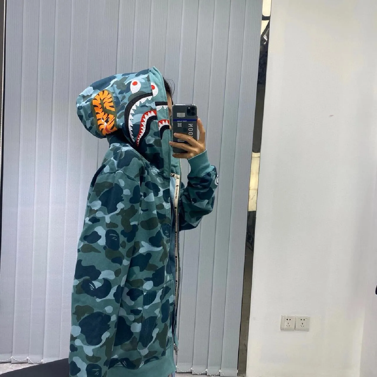 💰440 BAPE WGM letter patch camouflage pattern double hooded zipper sweatshirt High weight pure cotton custom fabric 1:1 heavyweight couple model: S-XXL [camouflage green, camouflage gray]