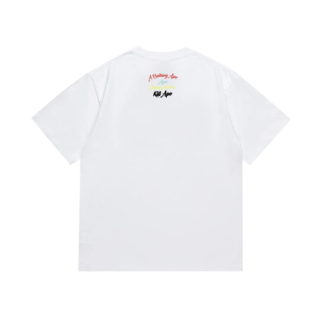 P110 SC013# (top version) BAPE ape head colorful letter printed short-sleeved T-shirt Japanese trendy brand for men. Made of 260 grams of high-quality high-weave pure cotton fabric. Double yarn combed. The texture is soft and non-pilling. Imported environmentally friendly printing glue. The pattern is bright and three-dimensional. The quality is the same for men and women. The upper body is trendy. Color: black and white. Size: S M L XL XXL
