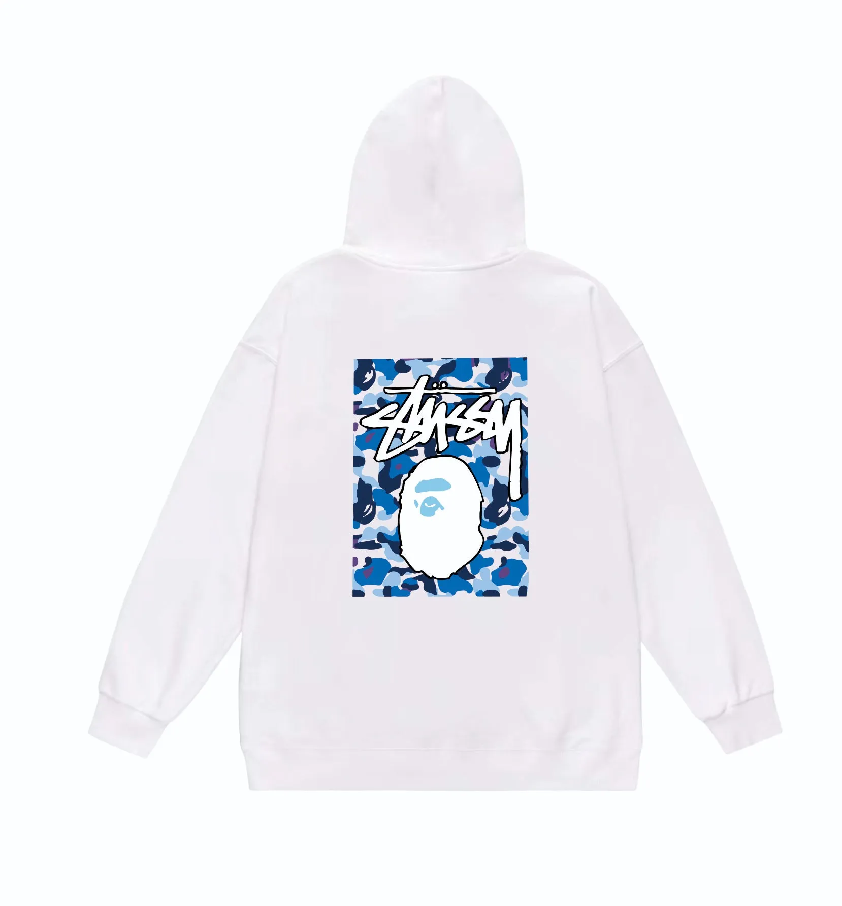P160 model number SC803# terry 80 plus velvet 90 (top version) BAPE×STUSSY co-branded Stussy letter printed hooded sweatshirt Made of 380g large terry (drop shoulder large version) fabric, soft and non-pilling texture, imported environmentally friendly printing glue, bright and three-dimensional pattern, quality 💥Same style for men and women. The upper body is trendy. Color: black, blue and white, white and blue, gray, blue and white, black, blue and black, white, blue and black, gray, blue and black. Size: S M L XL XXL