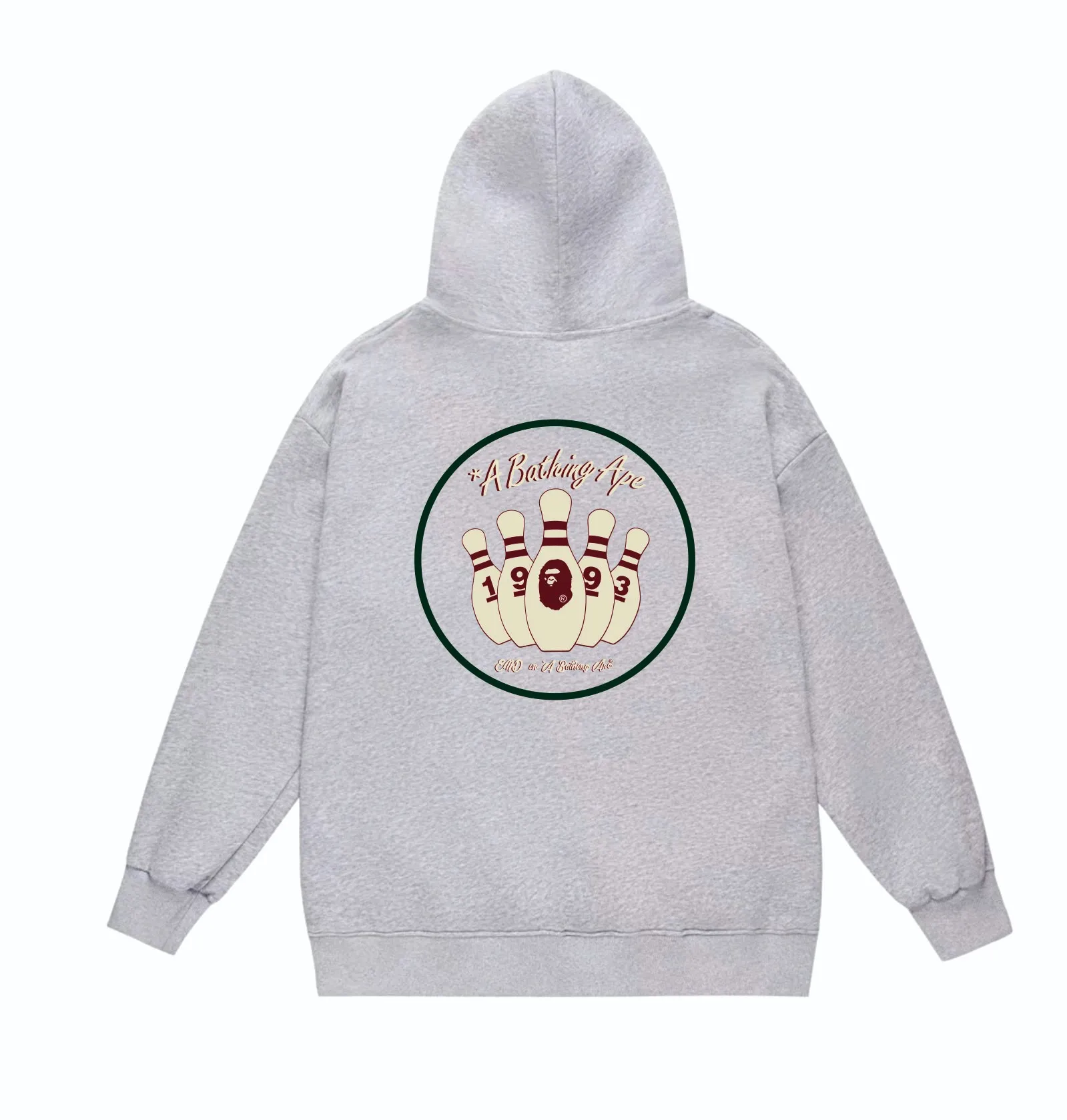 P160 model number SC865# terry 80 plus velvet 90 (top version) BAPE×END co-branded alphanumeric bowling print hooded sweatshirt Made of 380g large terry (drop shoulder large version) fabric, soft texture and no pilling Imported environmentally friendly printing glue The pattern is bright and three-dimensional Quality 💥Same style for men and women The upper body is trendy Color: black white gray Size: S M L XL XXL