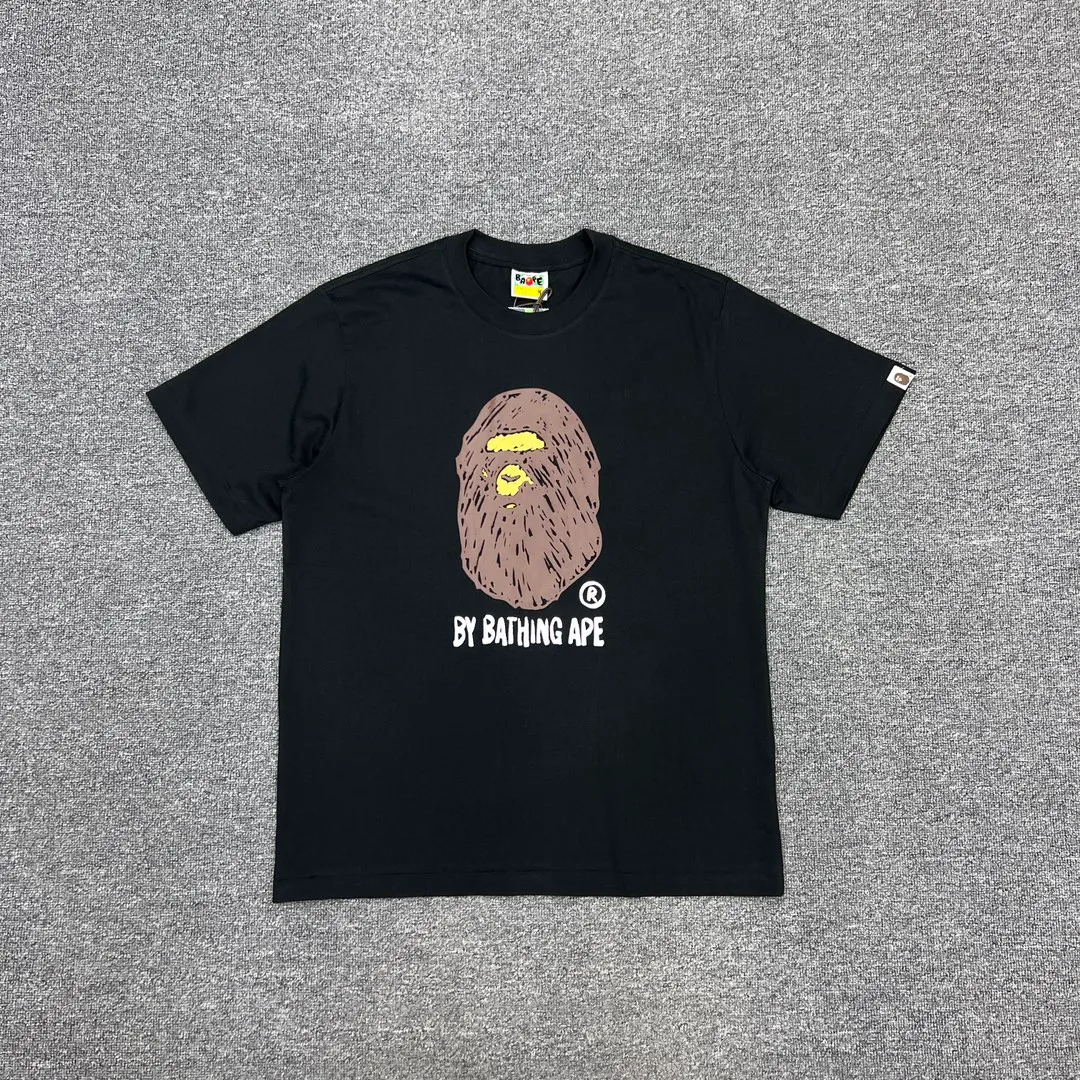 💰140 BAPE FANS SCARF DRAW hand-painted graffiti ape head print 280g weight linen cotton fabric ZP version Couple style: S—XXL [Black White]