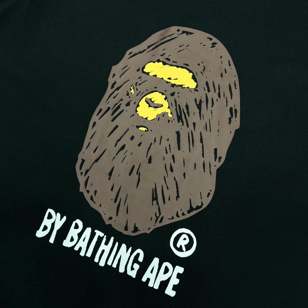 💰140 BAPE FANS SCARF DRAW hand-painted graffiti ape head print 280g weight linen cotton fabric ZP version Couple style: S—XXL [Black White]