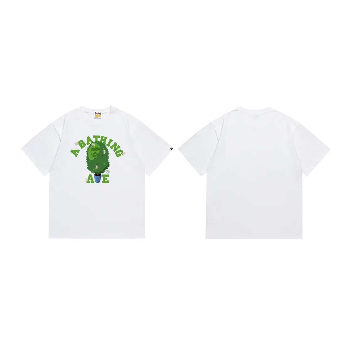 SC183#p110💰 (Top version) BAPE potted flower printed limited edition short-sleeved T-shirt Made of 260 grams of high-quality high-weave pure cotton fabric, double yarn combed, soft texture without pilling, imported environmentally friendly printing glue, bright and three-dimensional pattern, quality 💥Same style for men and women, the upper body is fashionable Color: black white Size: S M L XL XXL