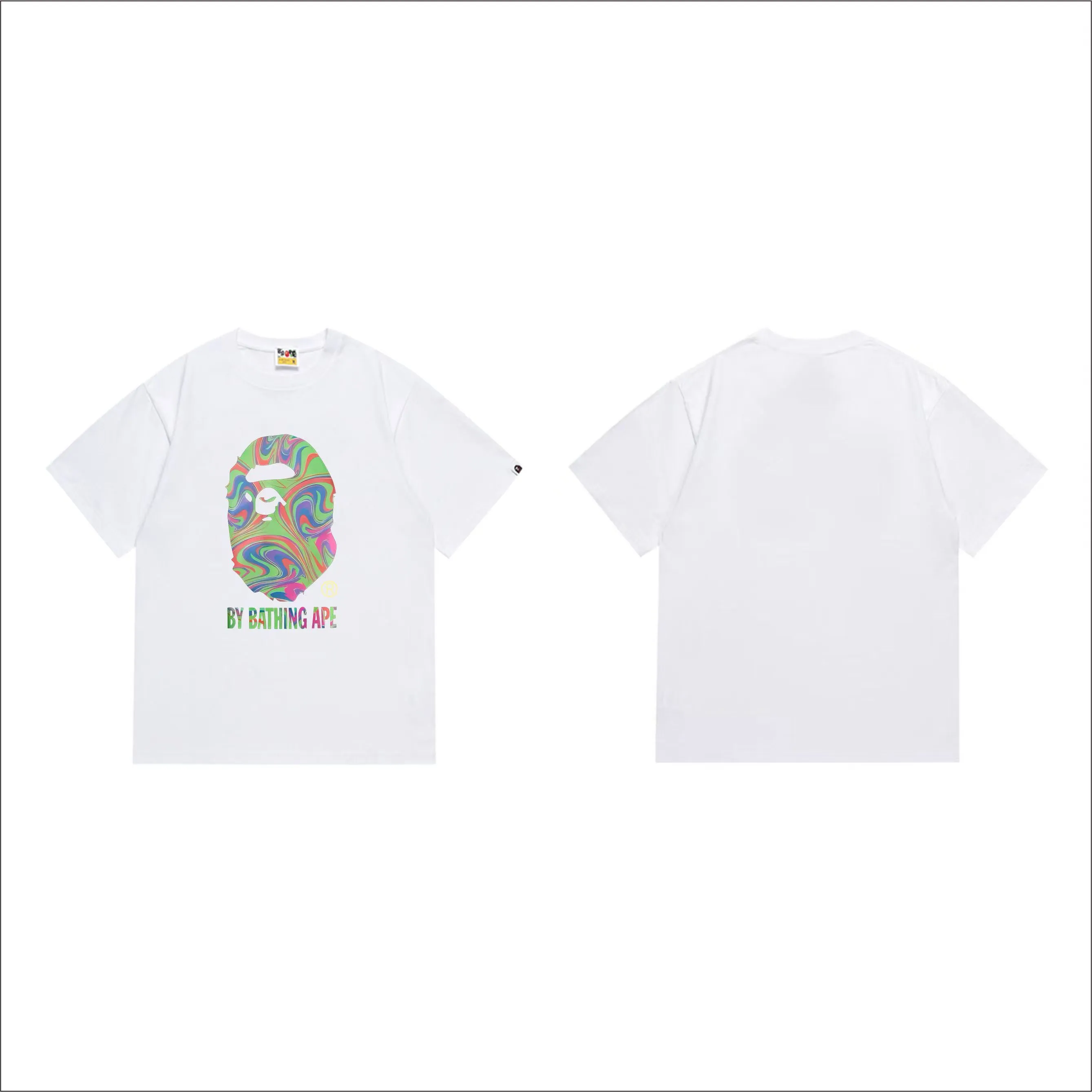 SC280#p110💰 (top version) BAPE uses 260 grams of high-quality high-weave pure cotton fabric, double yarn combed, soft texture and no pilling, imported environmentally friendly printing glue, bright and three-dimensional pattern, quality 💥Same style for men and women, the upper body is fashionable Color: Black White Size: S M L XL XXL