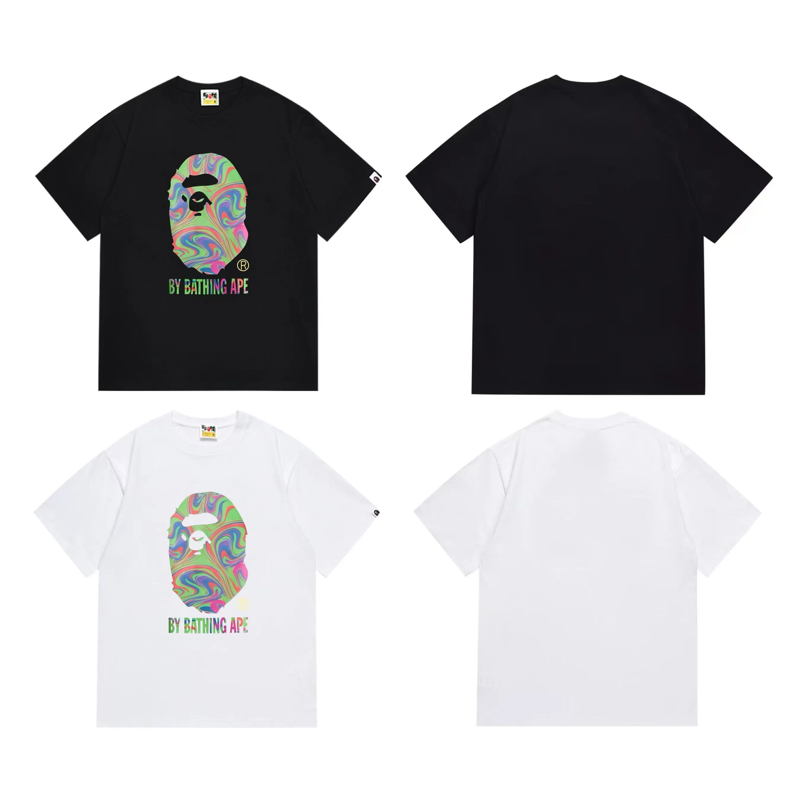 SC280#p110💰 (top version) BAPE uses 260 grams of high-quality high-weave pure cotton fabric, double yarn combed, soft texture and no pilling, imported environmentally friendly printing glue, bright and three-dimensional pattern, quality 💥Same style for men and women, the upper body is fashionable Color: Black White Size: S M L XL XXL